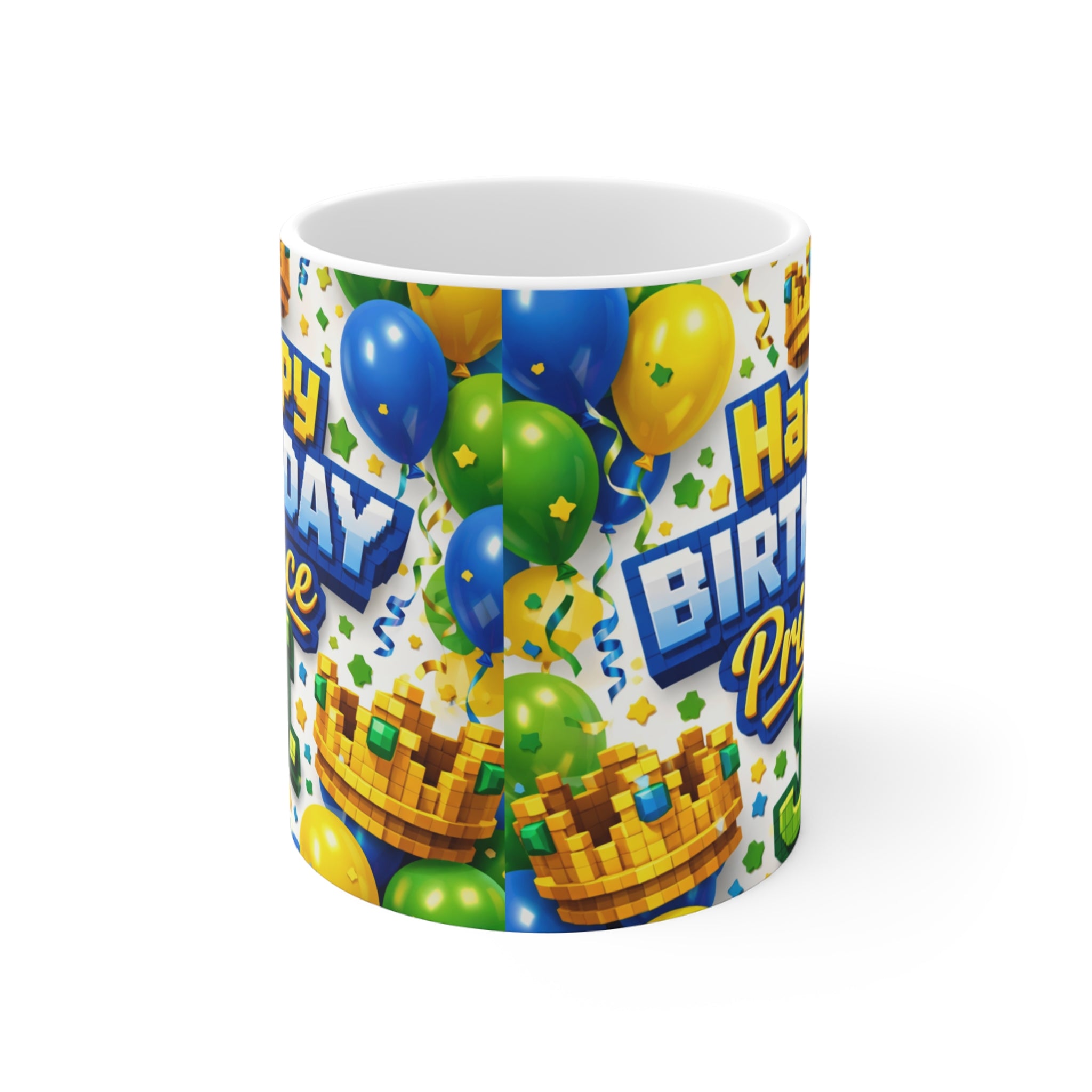 Birthday Prince Mug — "Happy Birthday Prince J." 11oz Gift for Kids