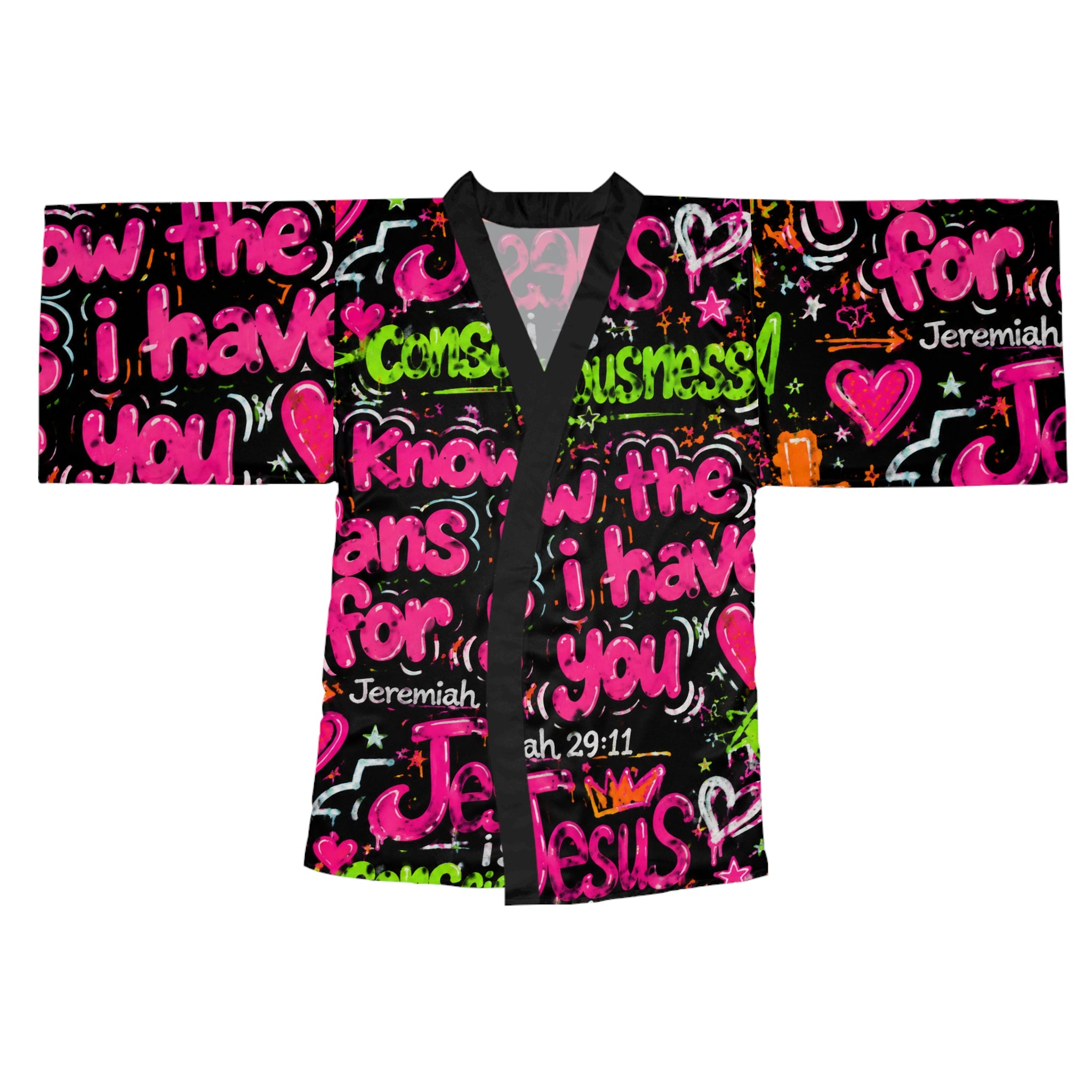 Christian Graphic Kimono Robe — "Know the Plans I Have for You" Jeremiah 29:11