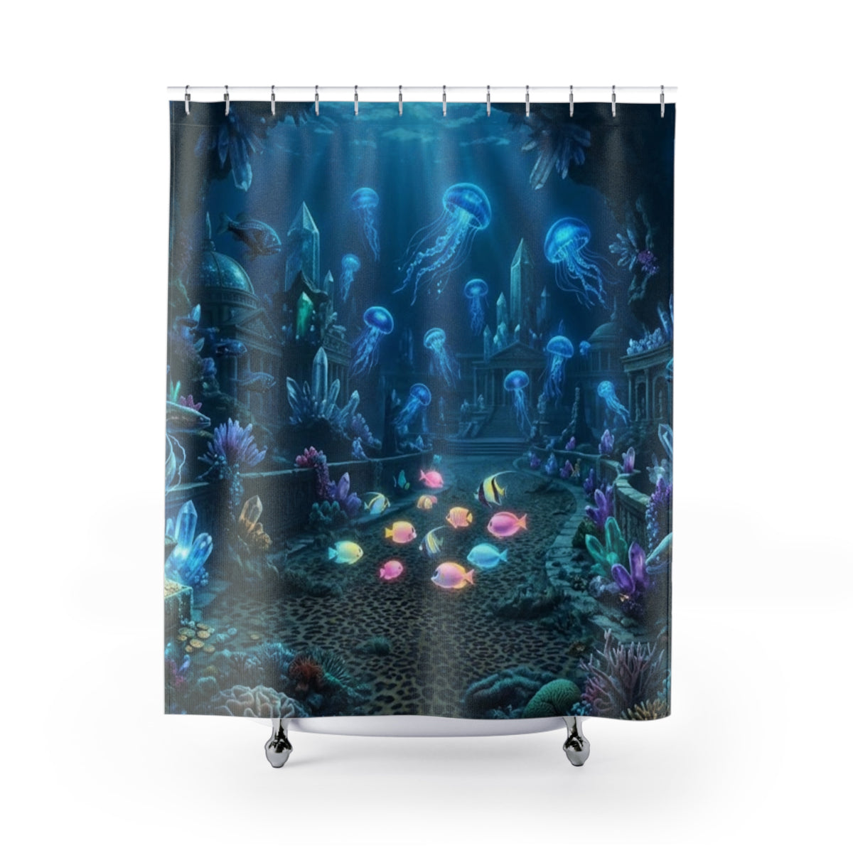 Underwater Jellyfish Ocean Scene Shower Curtain