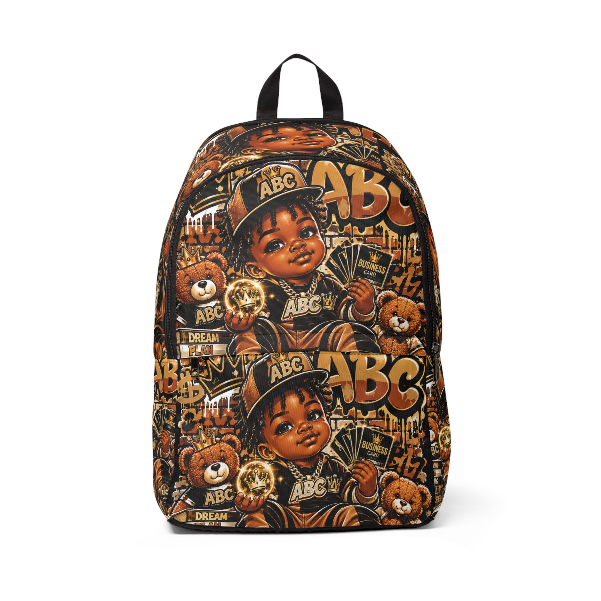 Kids Retro Hip-Hop ABC Pattern Backpack — Cute Teddy & Boy Graphic School Bag