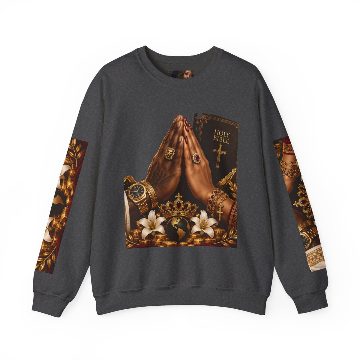 Holy Bible Praying Hands Religious Crewneck Sweatshirt