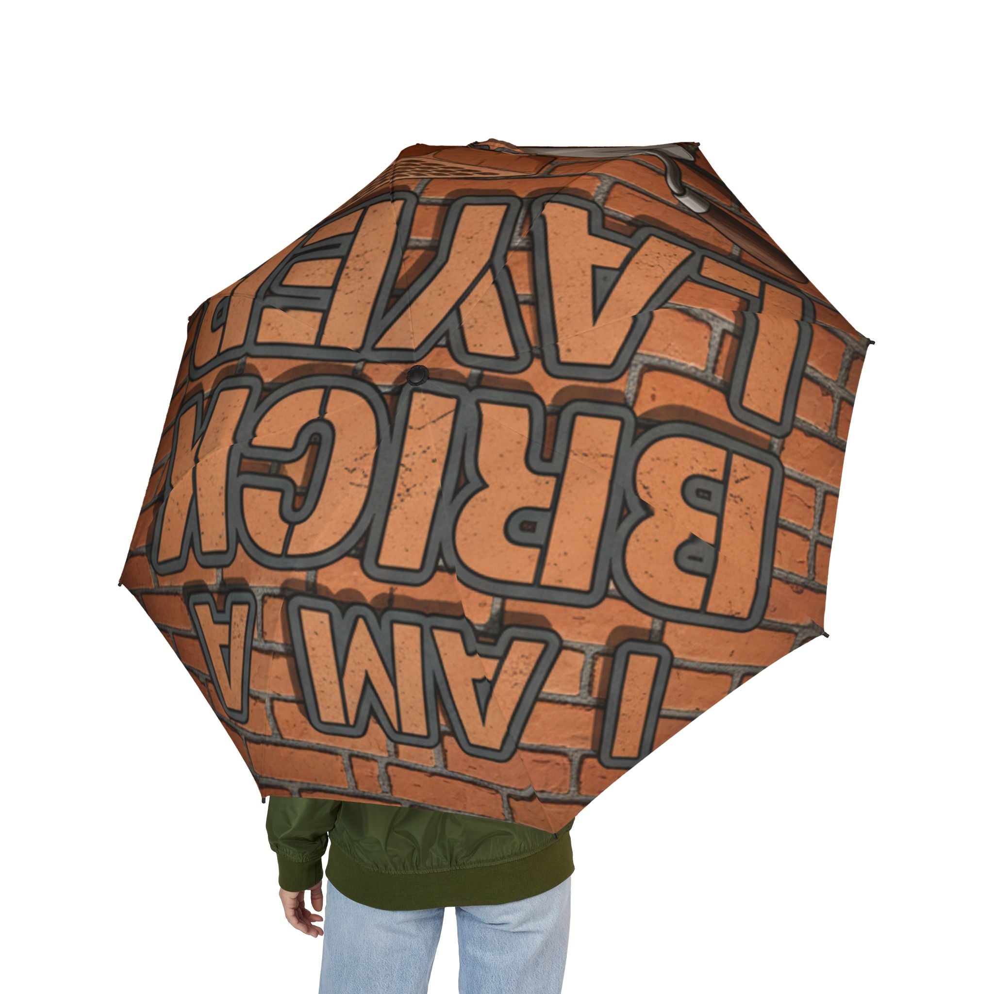Foldable Umbrella — Brick Wall Graffiti Design (Semi‑Automatic)