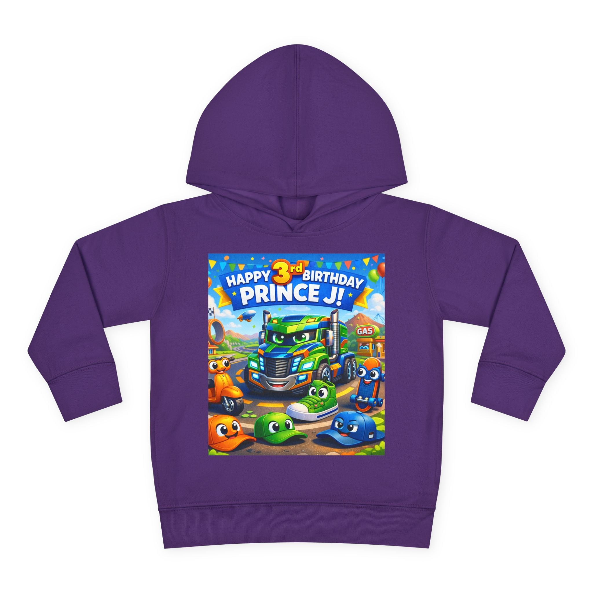 Toddler Hoodie — Colorful Birthday Truck & Candy Party Kids Pullover