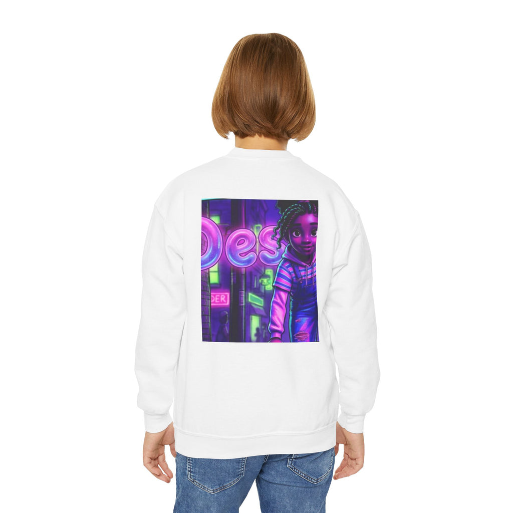 Youth “Destiny” Retro Neon Graphic Crewneck Sweatshirt