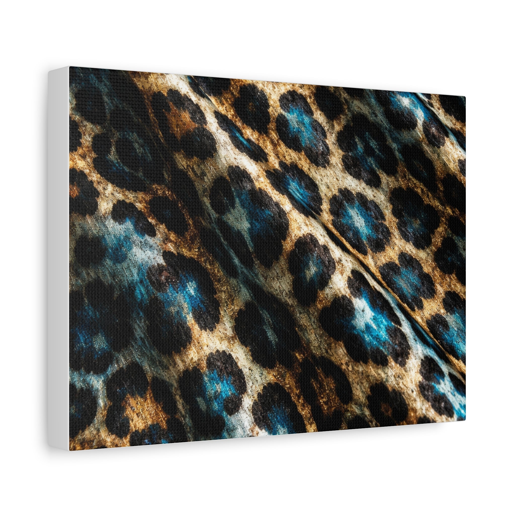 Leopard Print Teal Accent Matte Canvas Wall Art, Stretched 1.25"