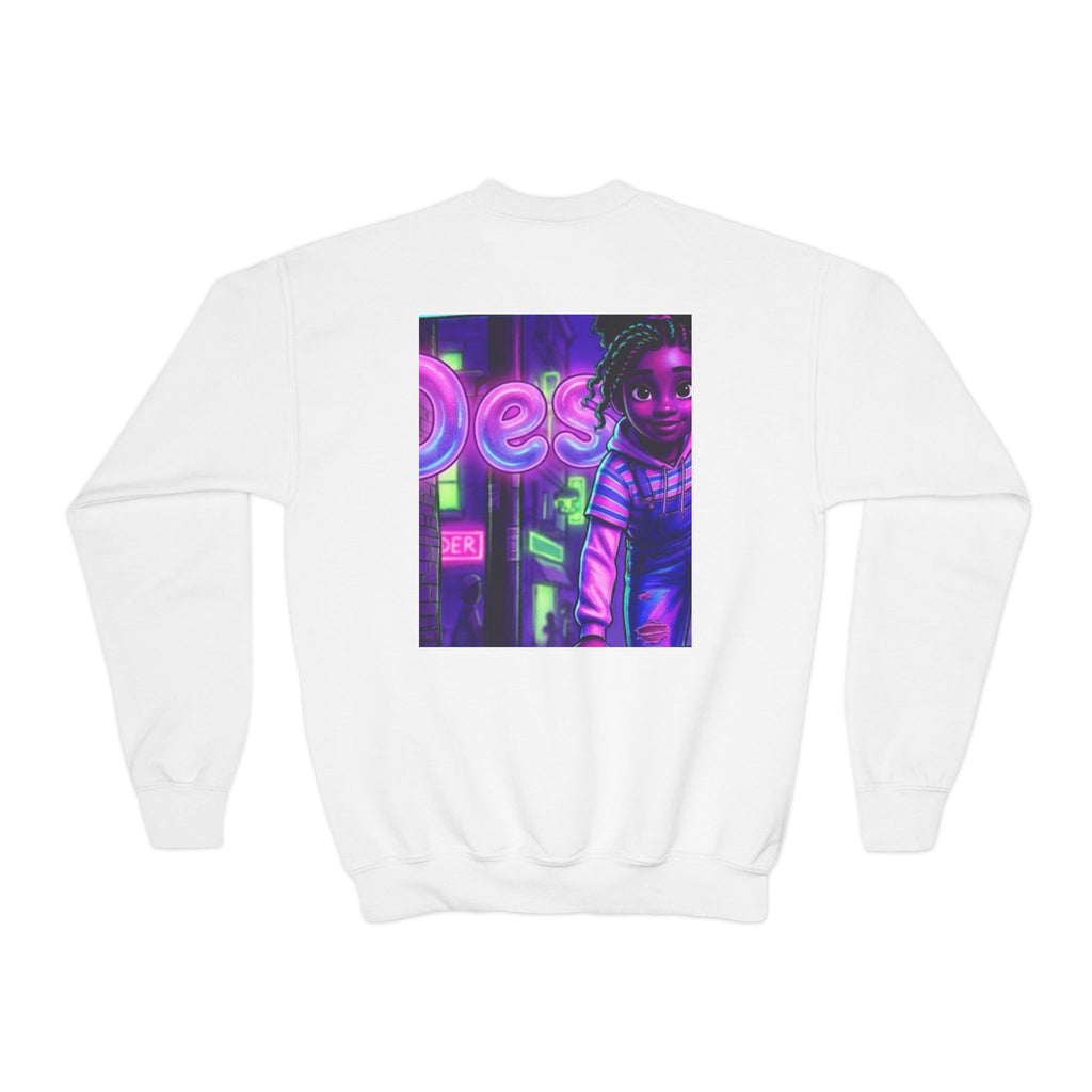 Youth “Destiny” Retro Neon Graphic Crewneck Sweatshirt