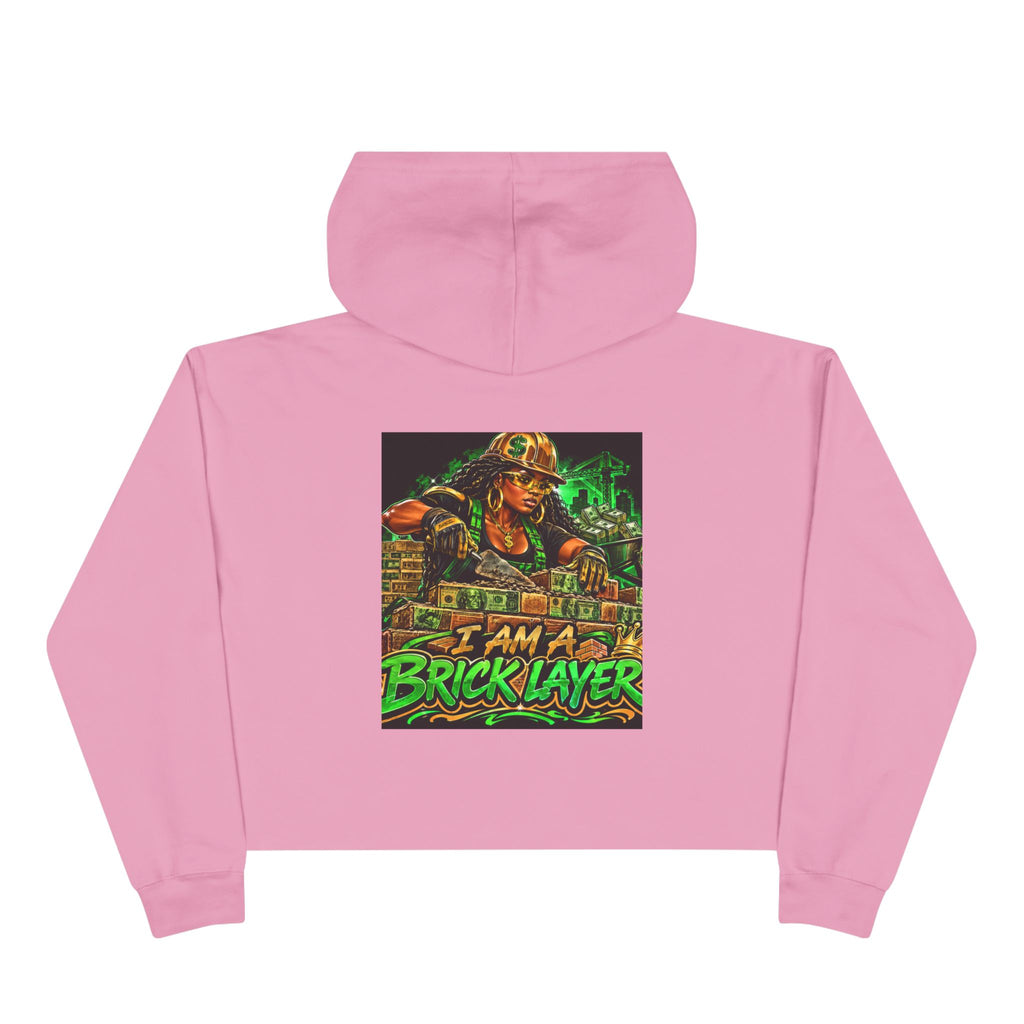 Bricklayer Crop Hoodie — I Am A Bricklayer Graphic Hoodie for Construction Workers