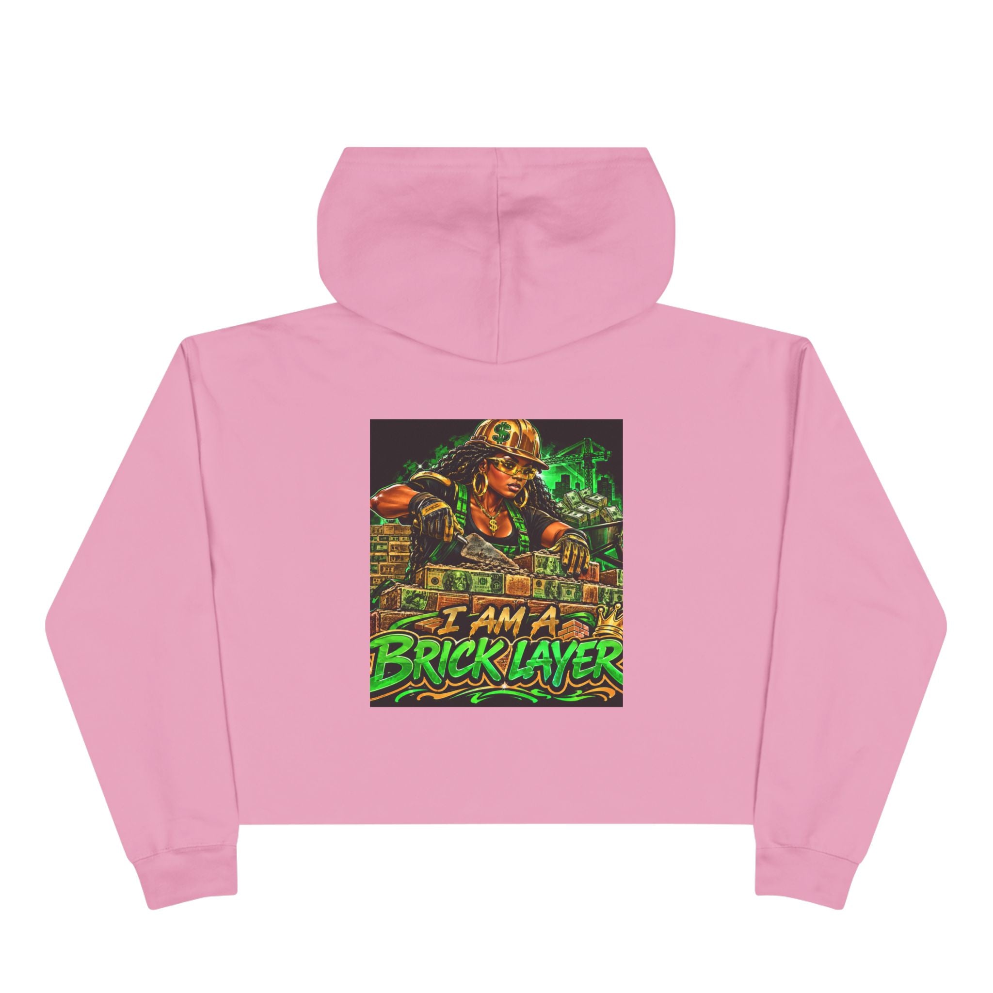 Bricklayer Crop Hoodie — I Am A Bricklayer Graphic Hoodie for Construction Workers