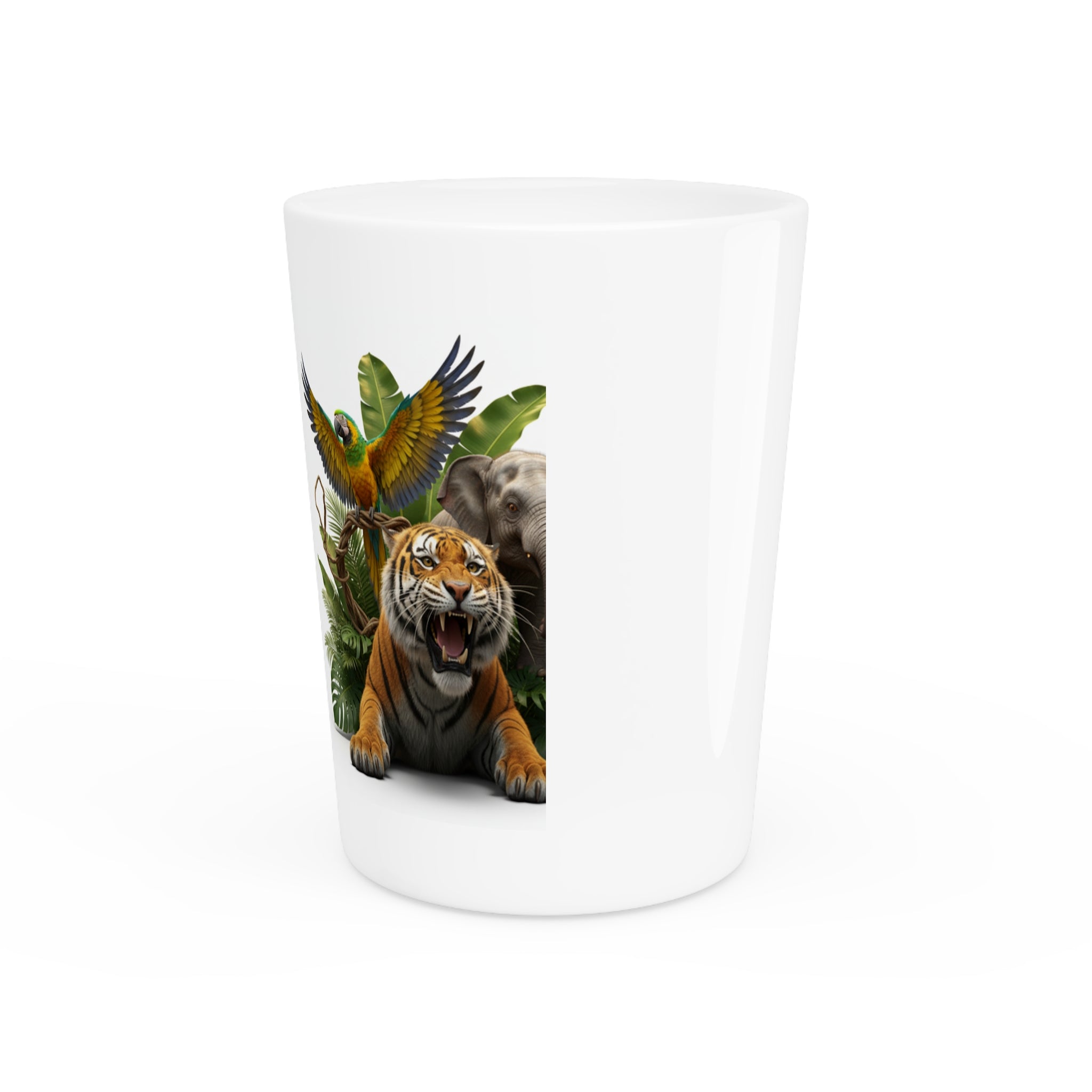 Jungle Animals Shot Glass — Tiger, Elephant & Parrot Wildlife Shooter