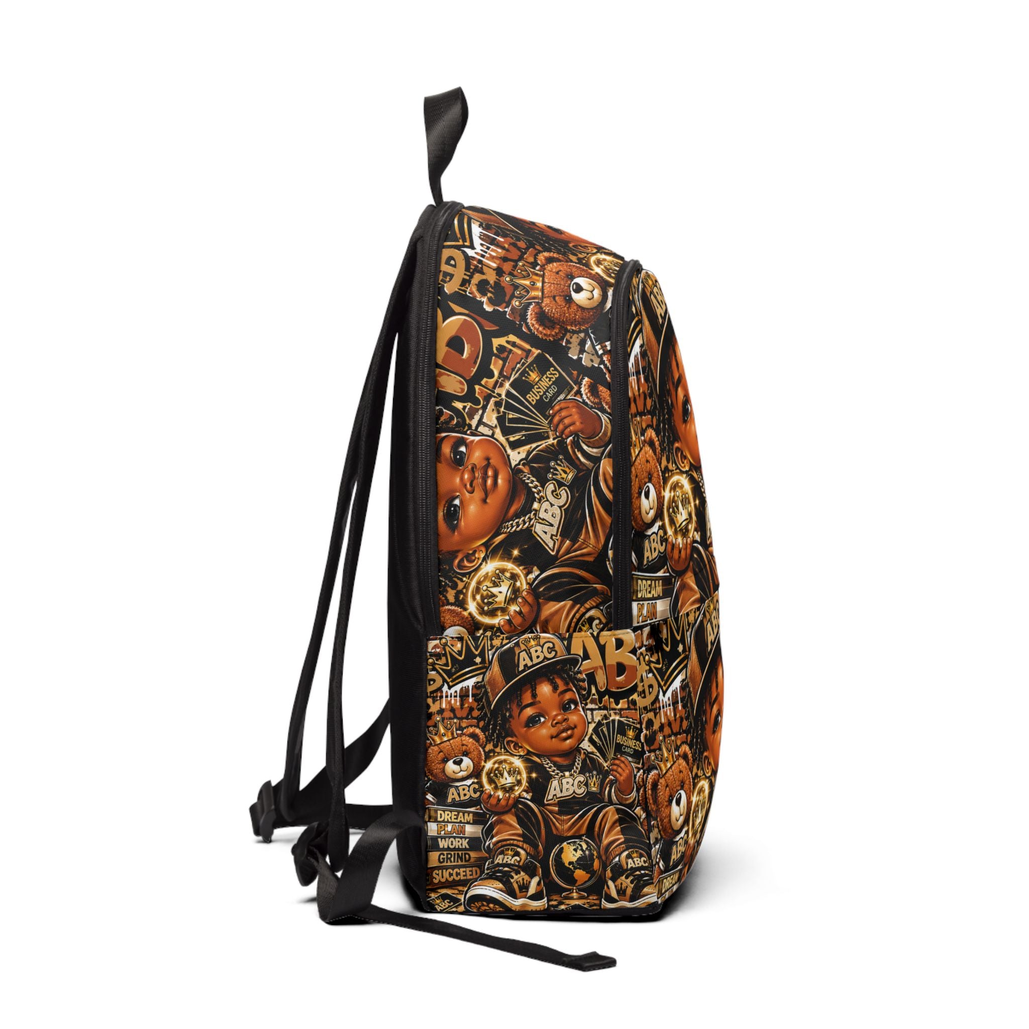 Kids Retro Hip-Hop ABC Pattern Backpack — Cute Teddy & Boy Graphic School Bag