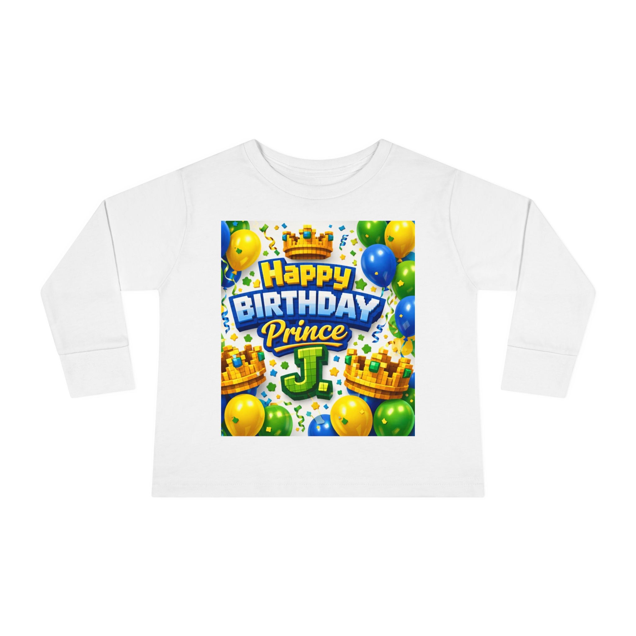 Happy Birthday Prince J Toddler Long Sleeve Tee