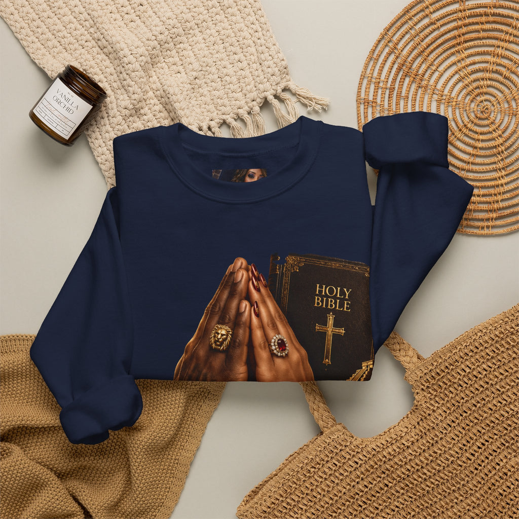 Holy Bible Praying Hands Religious Crewneck Sweatshirt