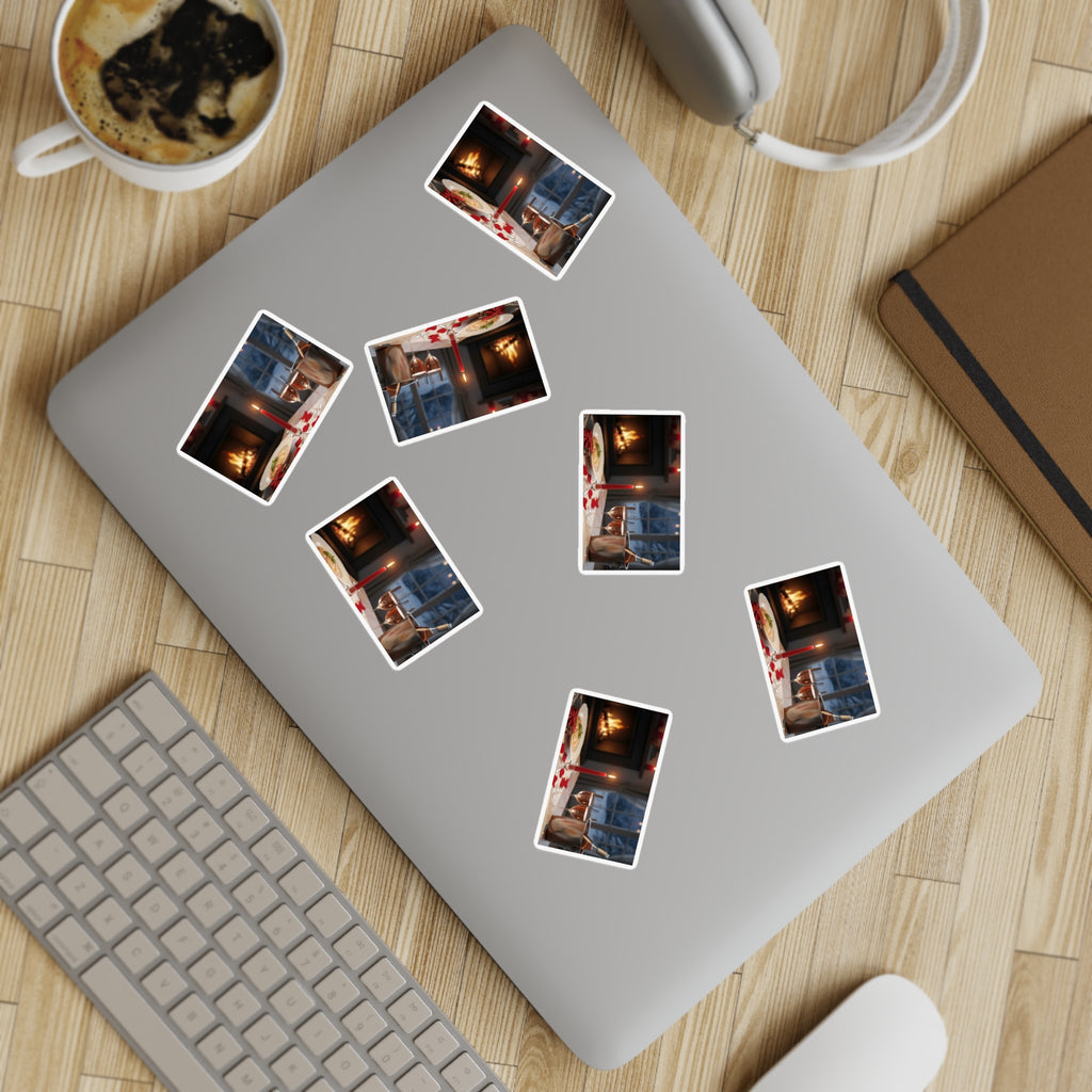 Cozy Night Sticker Sheet Set — 5pc Hygge Window & Fireplace Stickers
