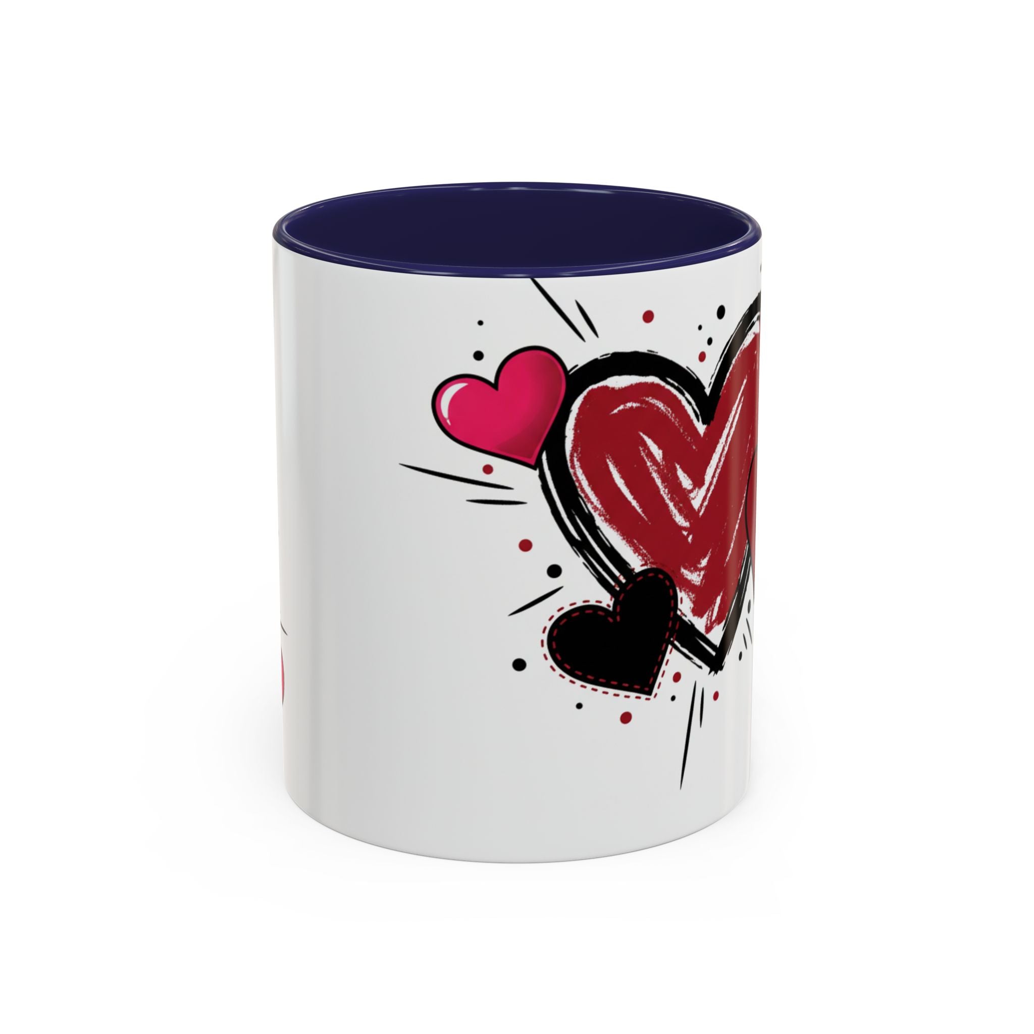Hand-Drawn Hearts Accent Coffee Mug – Romantic Valentine’s Day Gift (11/15oz)