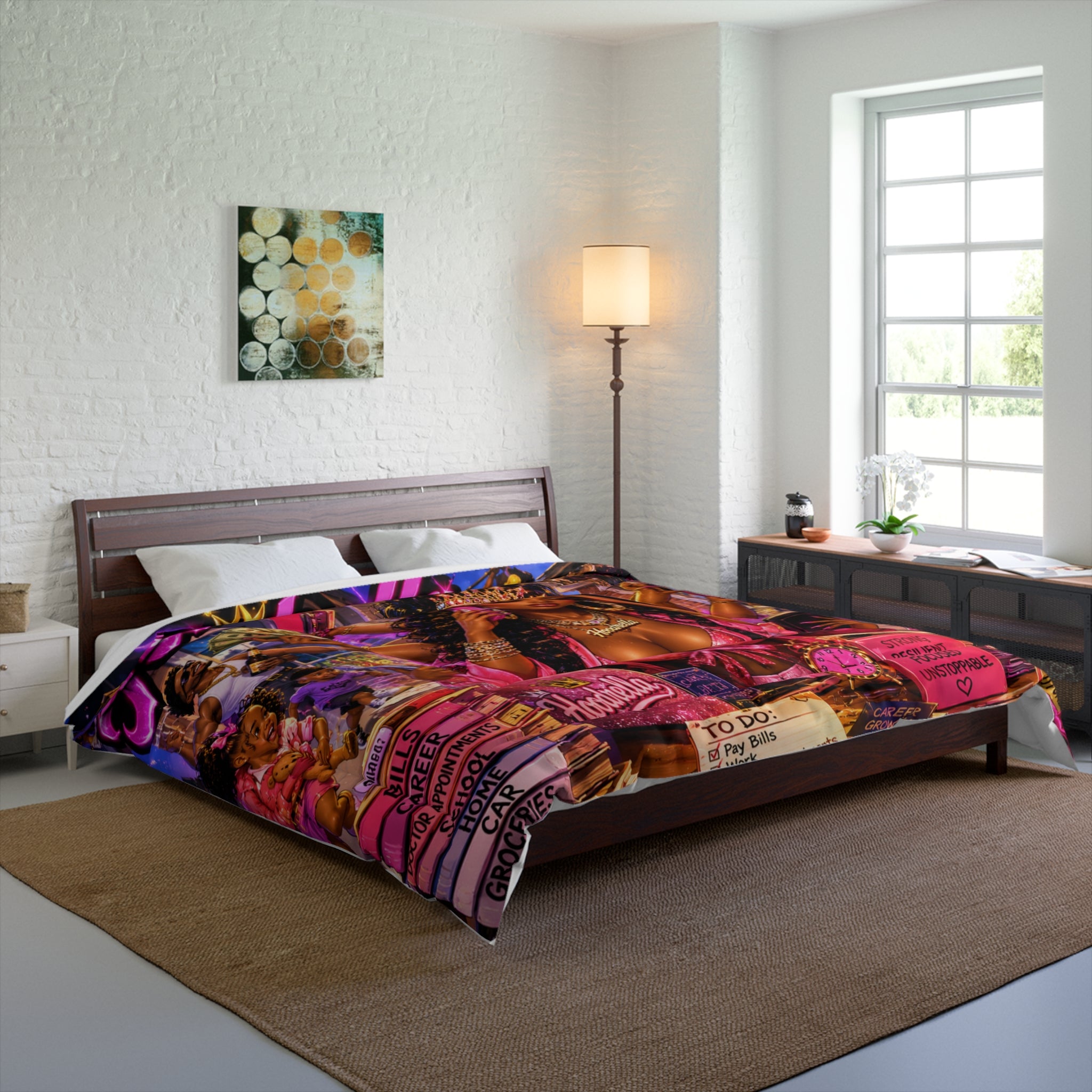 Hoodrella Queen Comforter — Afrocentric Pink Royalty Bedding