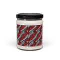 Red & Gray Feather Pattern Soy Candle — 9oz Scented Jar