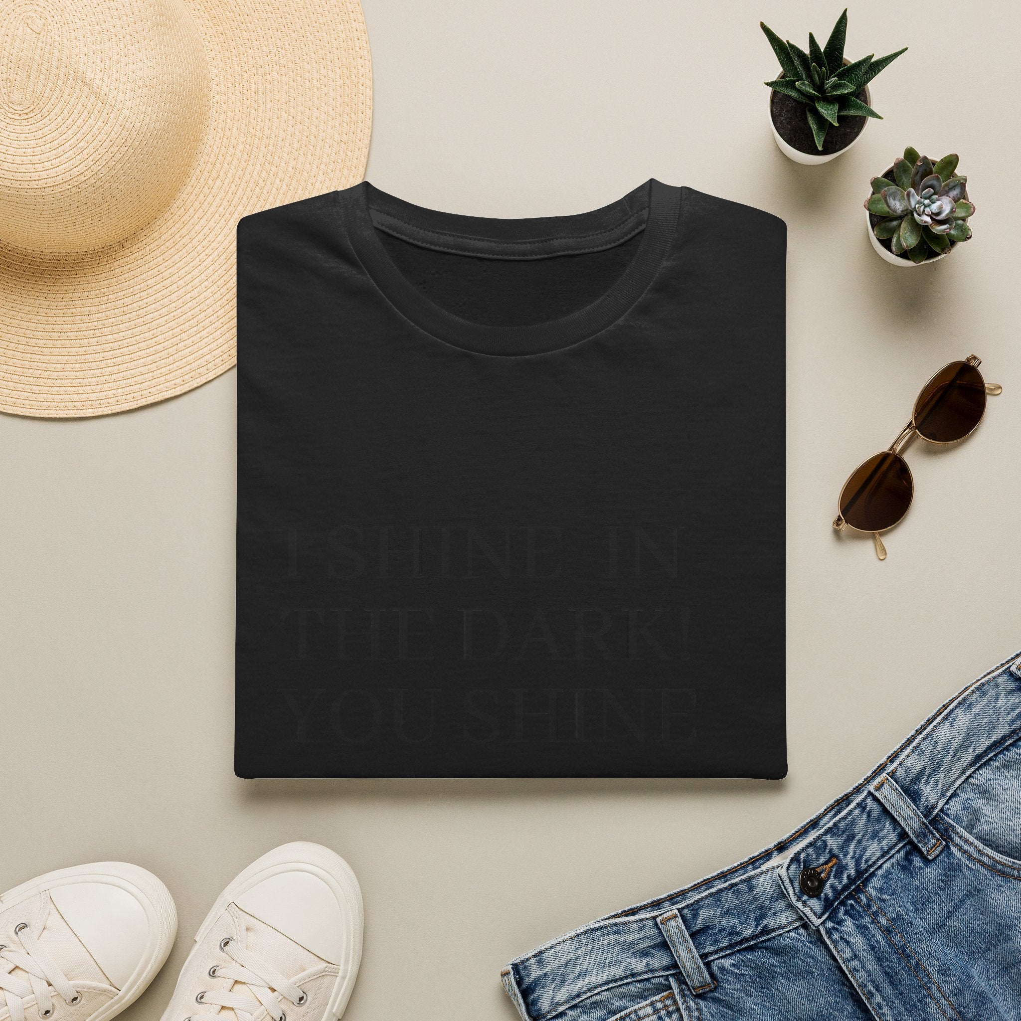 I Shine in the Dark Graphic T-Shirt — Bold Text Tee with Witty Quote