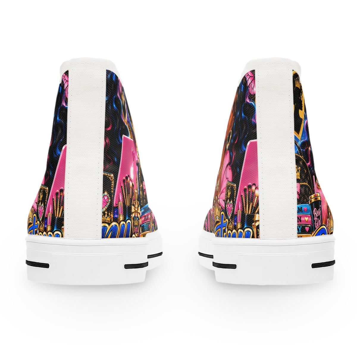 Women's High Top Sneakers – Colorful Urban Pop Art Collage Shoes