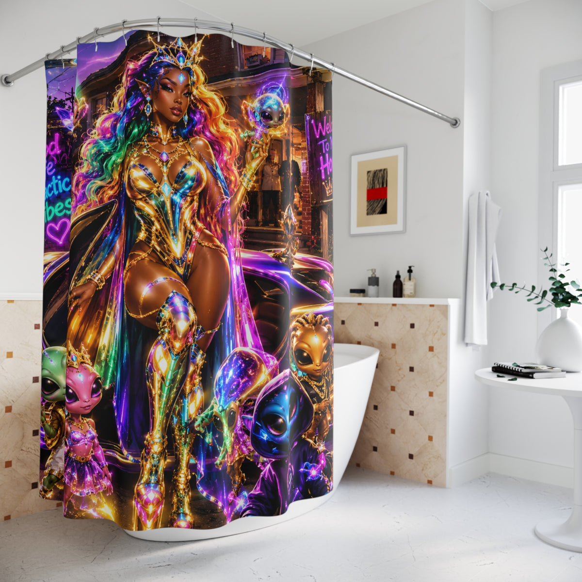 Cosmic Fantasy Goddess Shower Curtain
