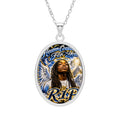RIP Memorial Oval Pendant Necklace – Angel Wings Tribute Jewelry