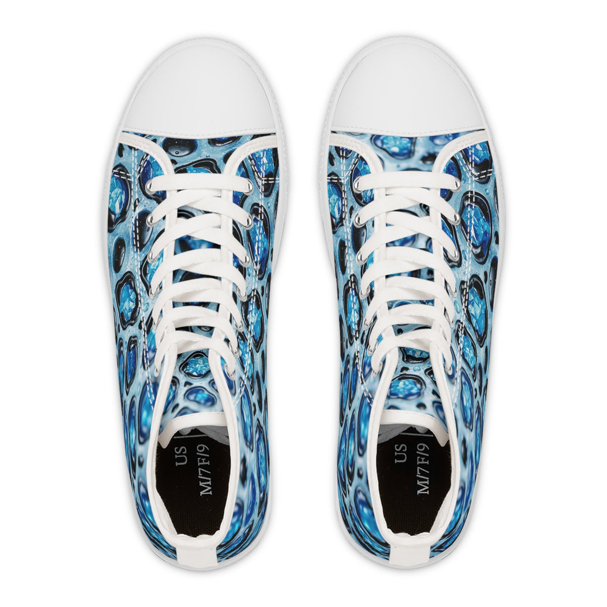 Women's High Top Sneakers – Blue Abstract Bubble Pattern