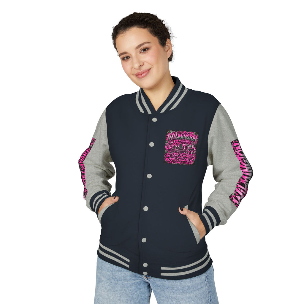 Wilmington Delaware Letterman Jacket — 'We Don't Play About Our Children' Varsity Coat