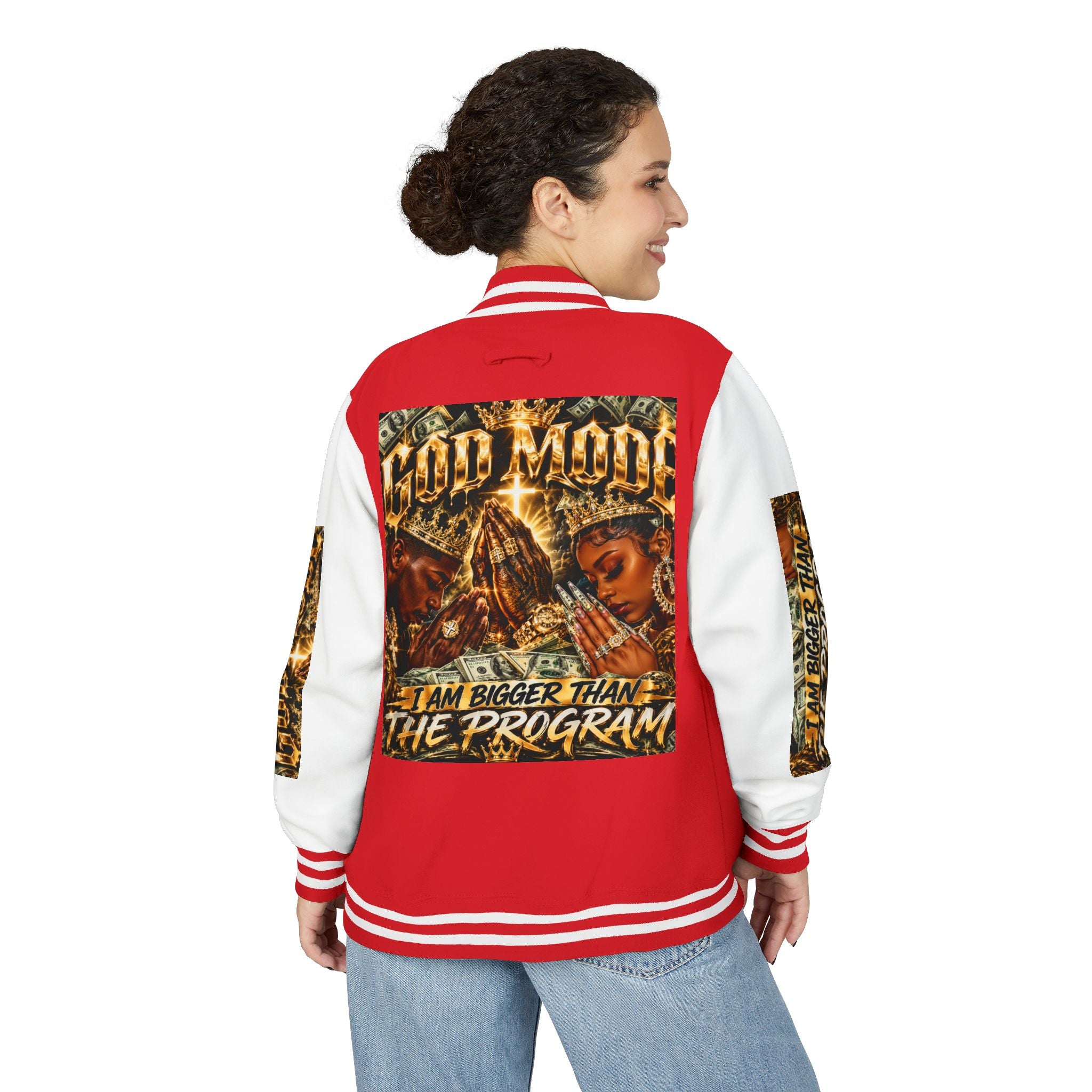 Letterman Jacket — 'I Am Bigger Than The Program' Graphic Varsity Jacket