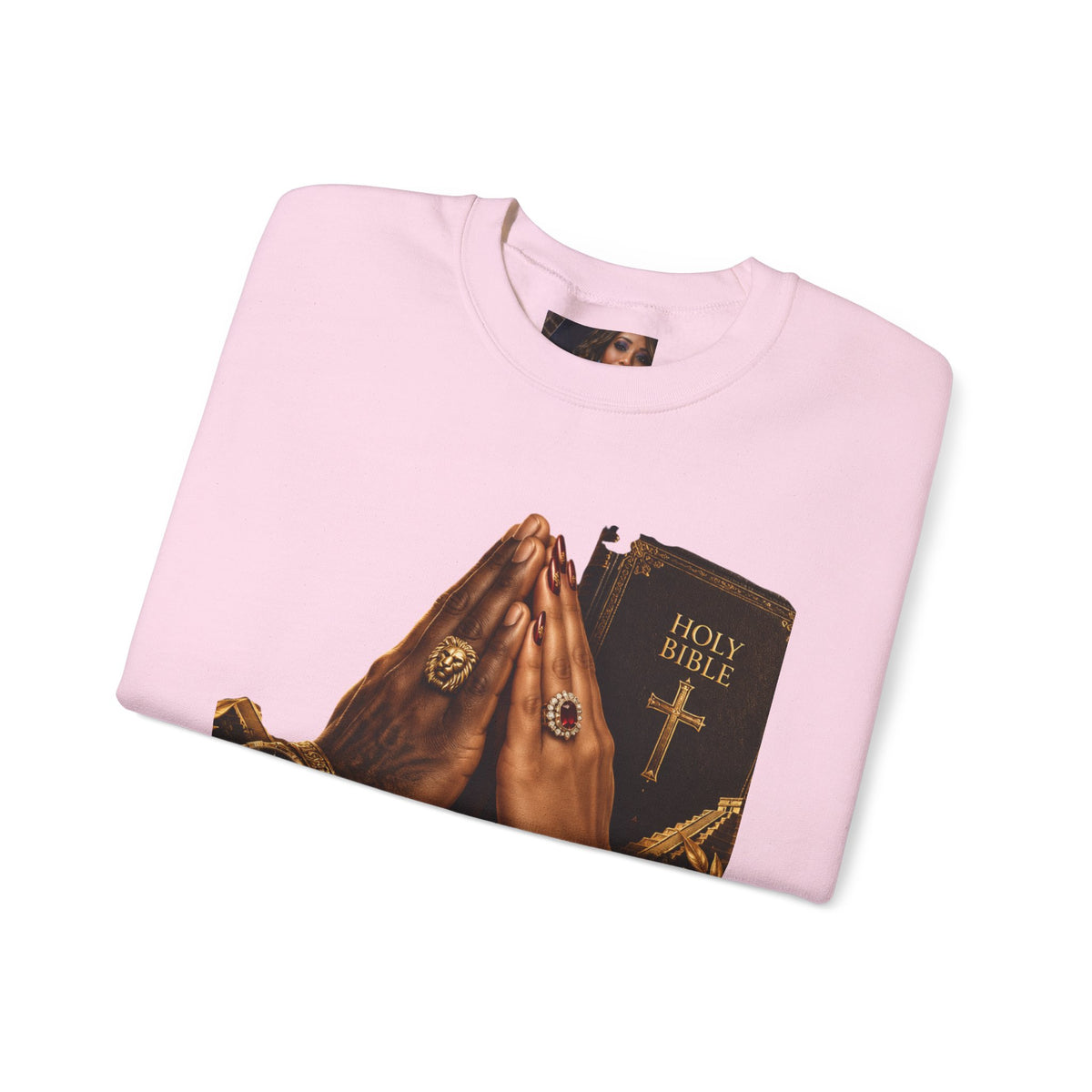 Holy Bible Praying Hands Religious Crewneck Sweatshirt