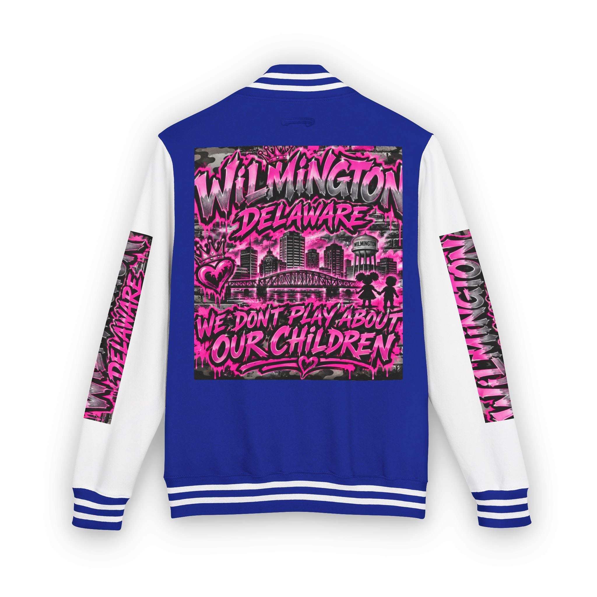 Wilmington Delaware Letterman Jacket — 'We Don't Play About Our Children' Varsity Coat