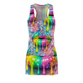 Rainbow Drip Lip Racerback Dress — Vibrant Colorful All-Over-Print Sundress