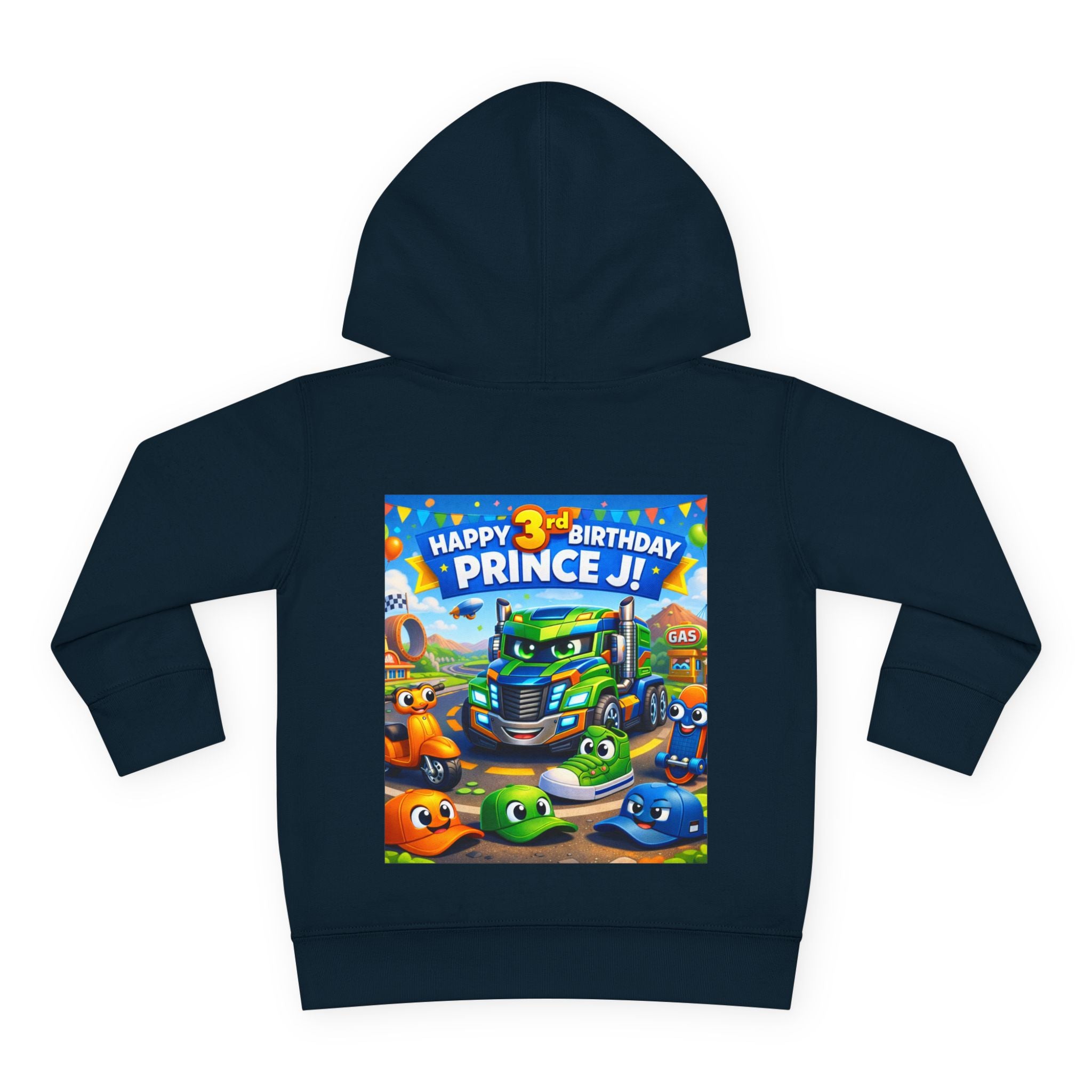 Toddler Hoodie — Colorful Birthday Truck & Candy Party Kids Pullover