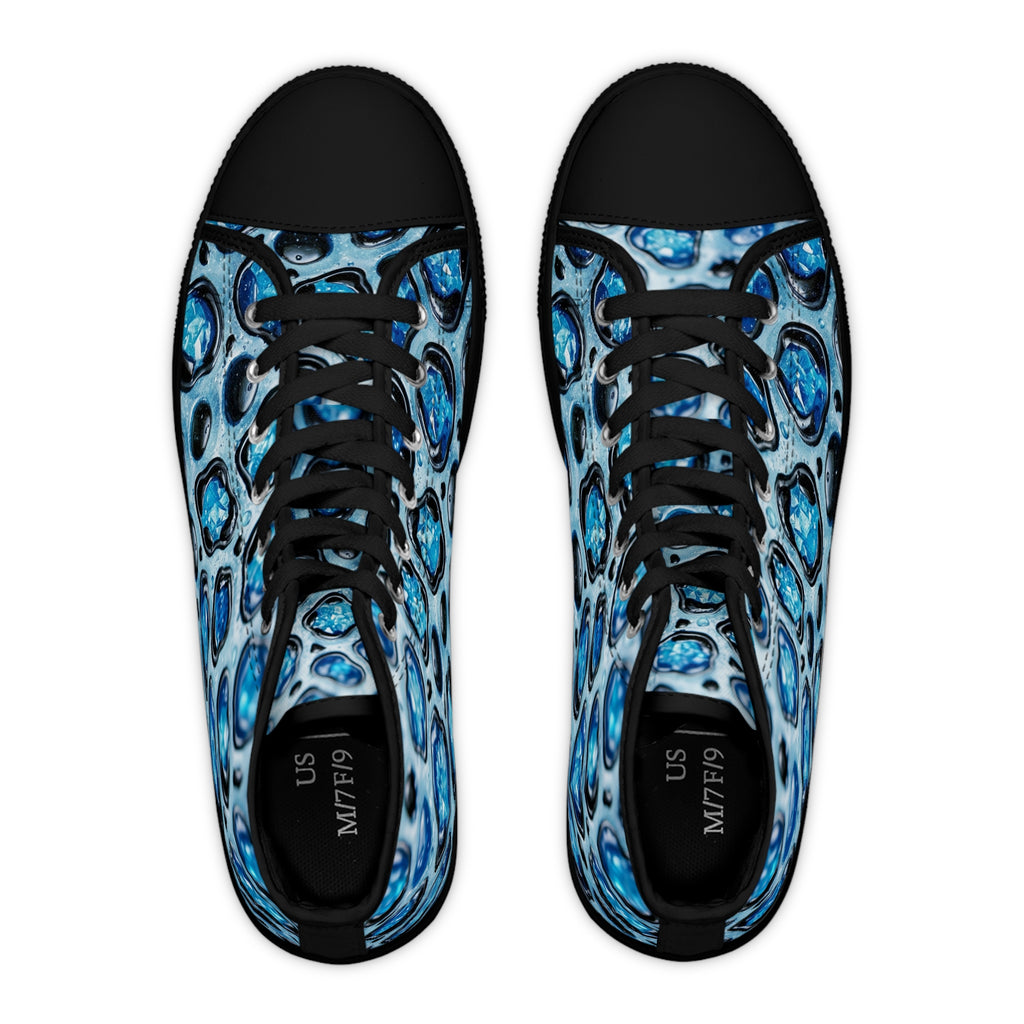 Women's High Top Sneakers – Blue Abstract Bubble Pattern