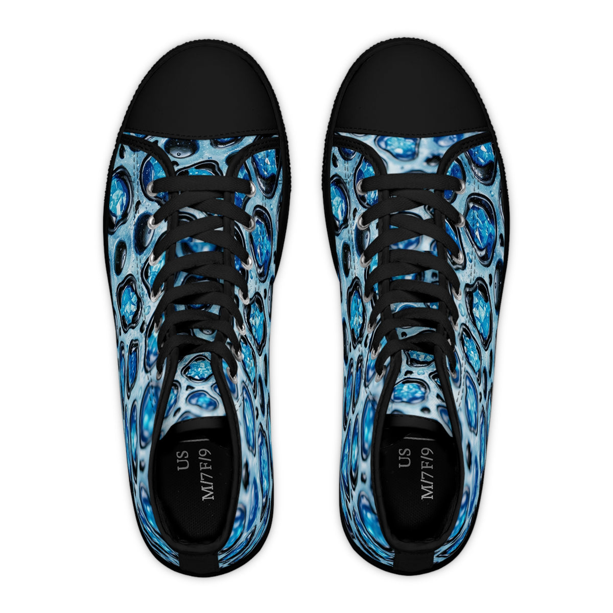 Women's High Top Sneakers – Blue Abstract Bubble Pattern