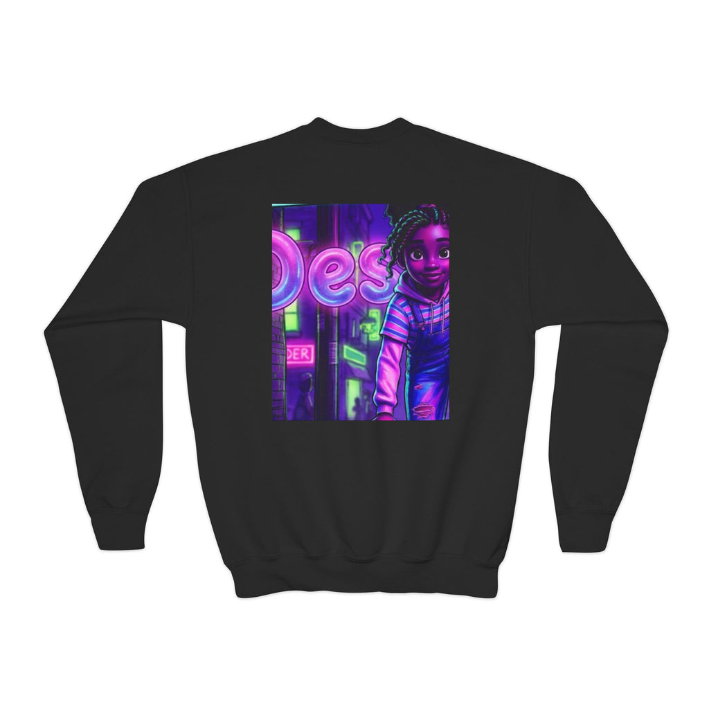 Youth “Destiny” Retro Neon Graphic Crewneck Sweatshirt