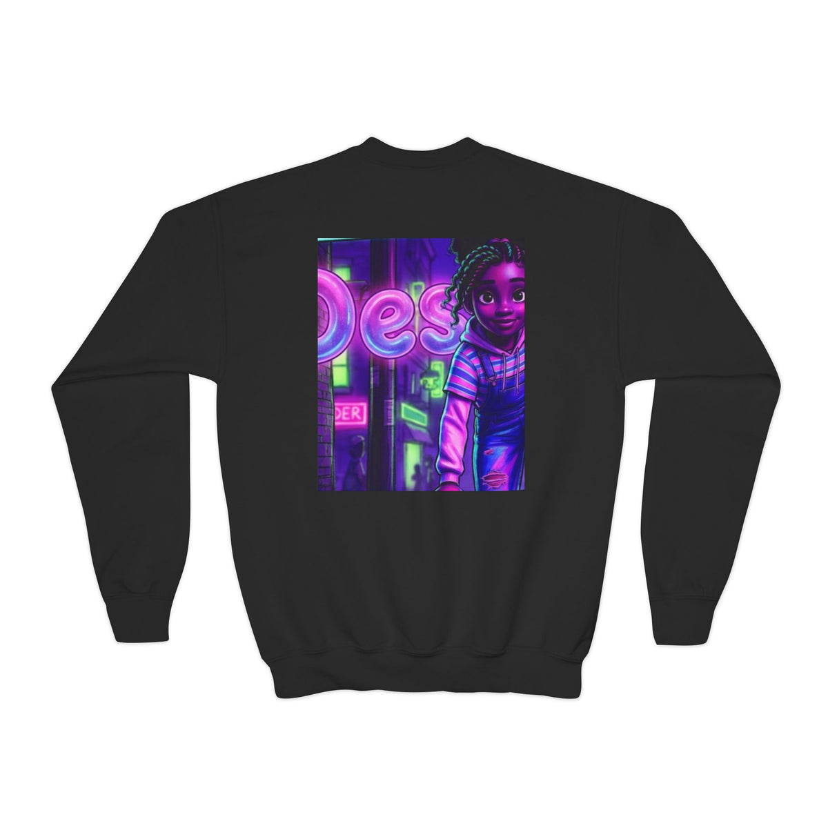 Youth “Destiny” Retro Neon Graphic Crewneck Sweatshirt