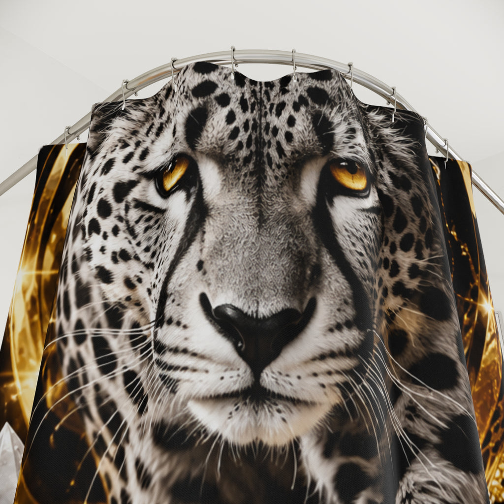 Majestic Leopard Crystal Shower Curtain