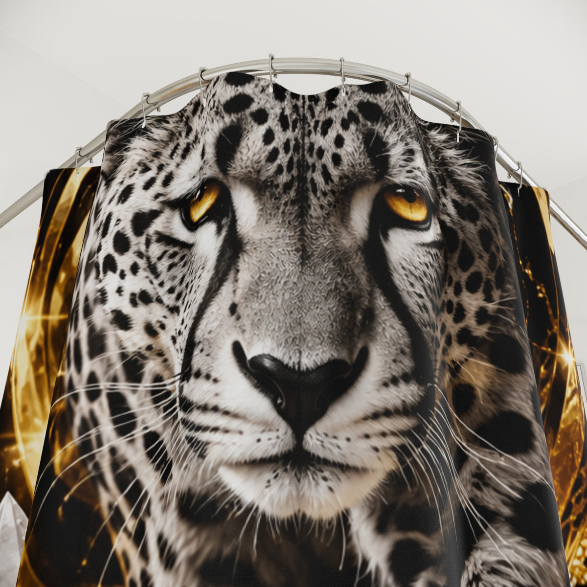 Majestic Leopard Crystal Shower Curtain