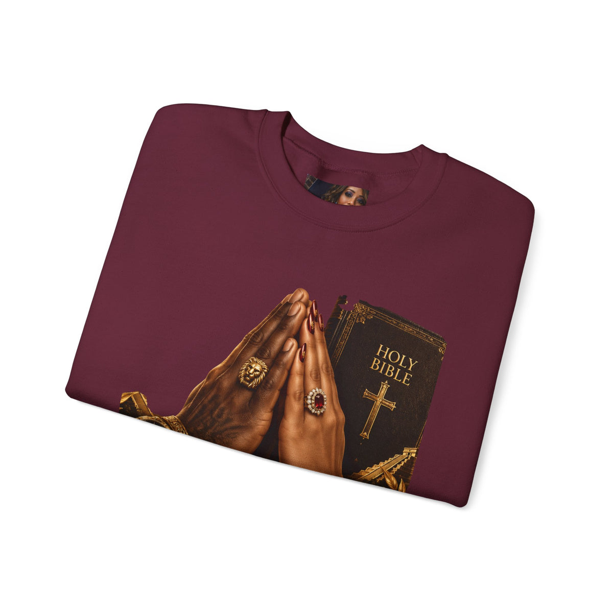 Holy Bible Praying Hands Religious Crewneck Sweatshirt
