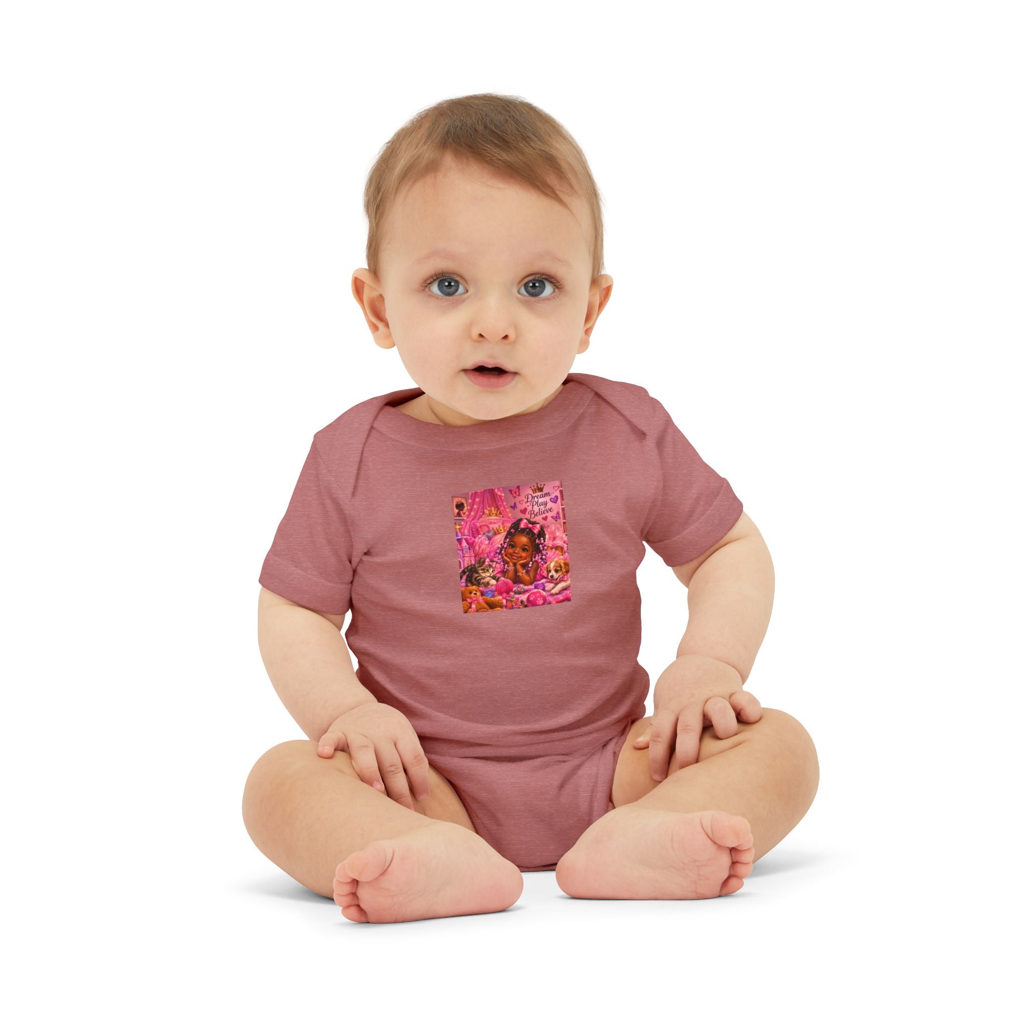 Pink Floral Baby Onesie – Cute Nursery Art Infant Jersey One Piece