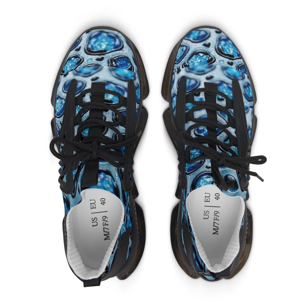 Women's Blue Marble Mesh Sneakers