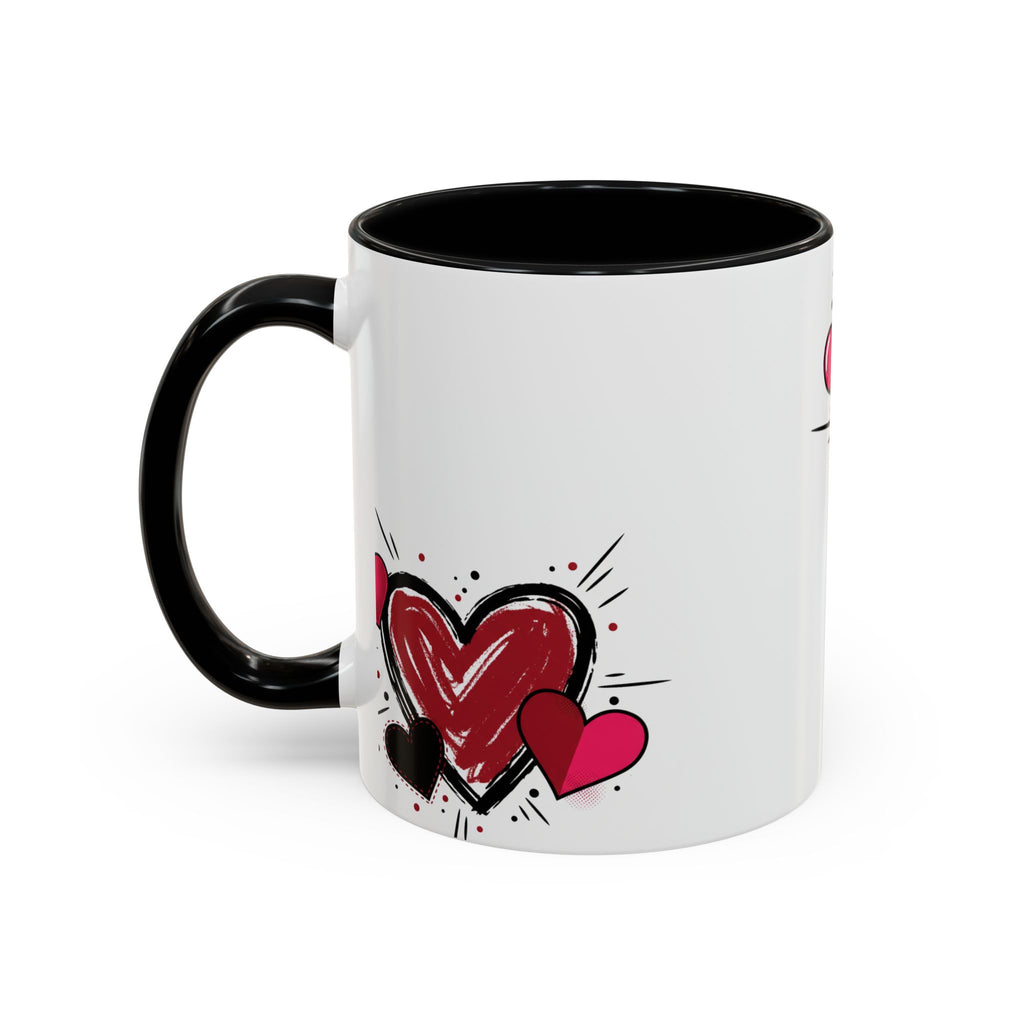 Hand-Drawn Hearts Accent Coffee Mug – Romantic Valentine’s Day Gift (11/15oz)