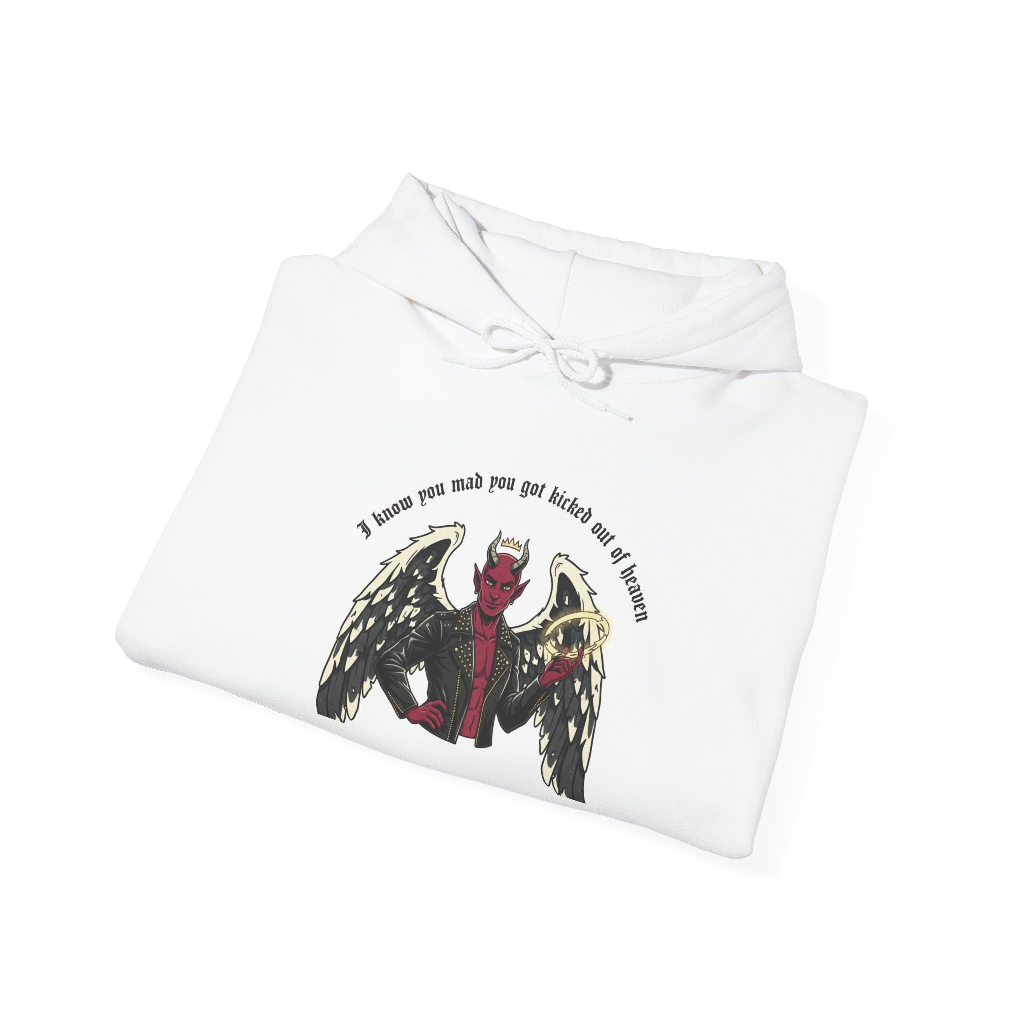 Devil Angel Wings Hoodie — Gothic Graphic Pullover with Sleeve Prints