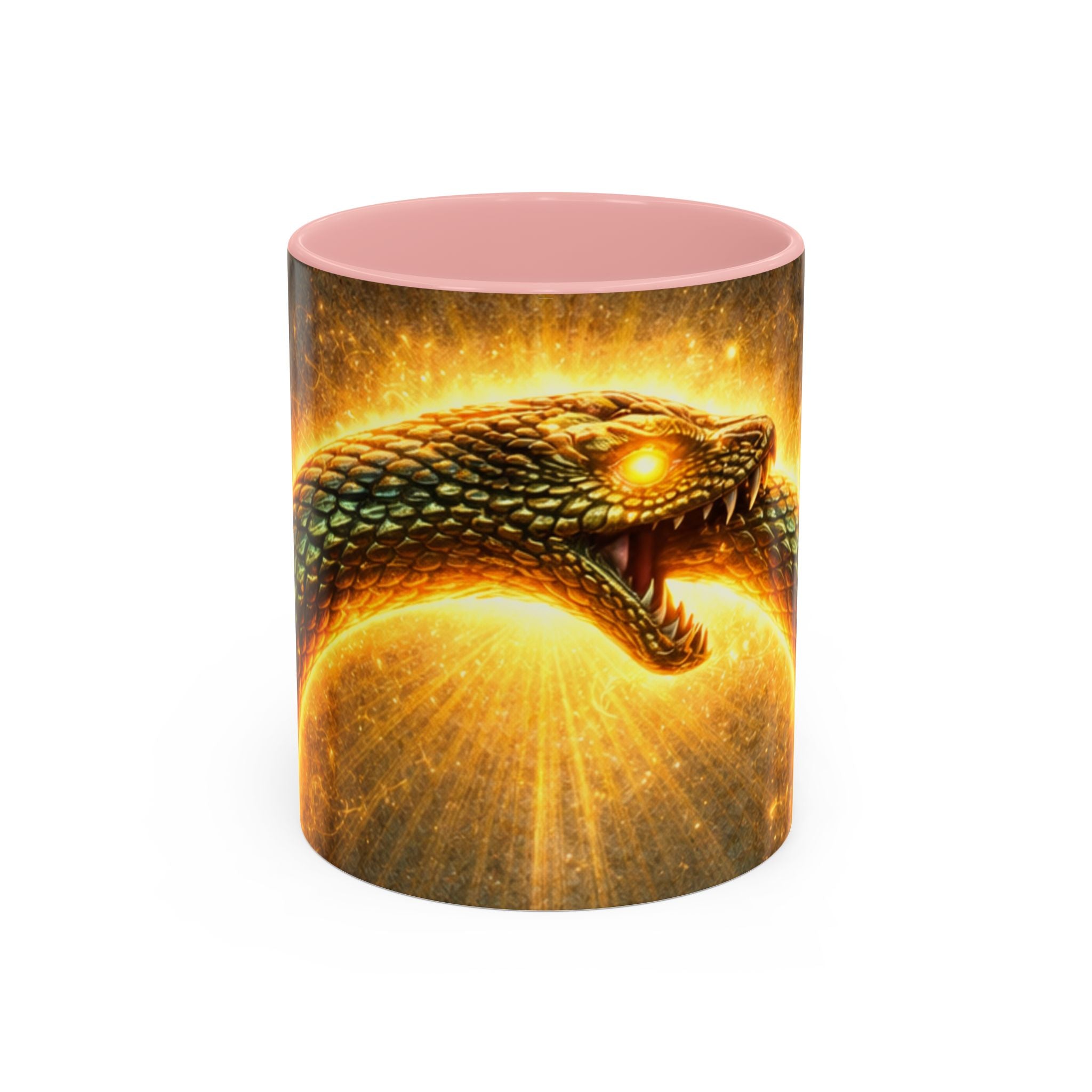Ouroboros Serpent Accent Coffee Mug — Fiery Mythic Snake Design (11/15oz)