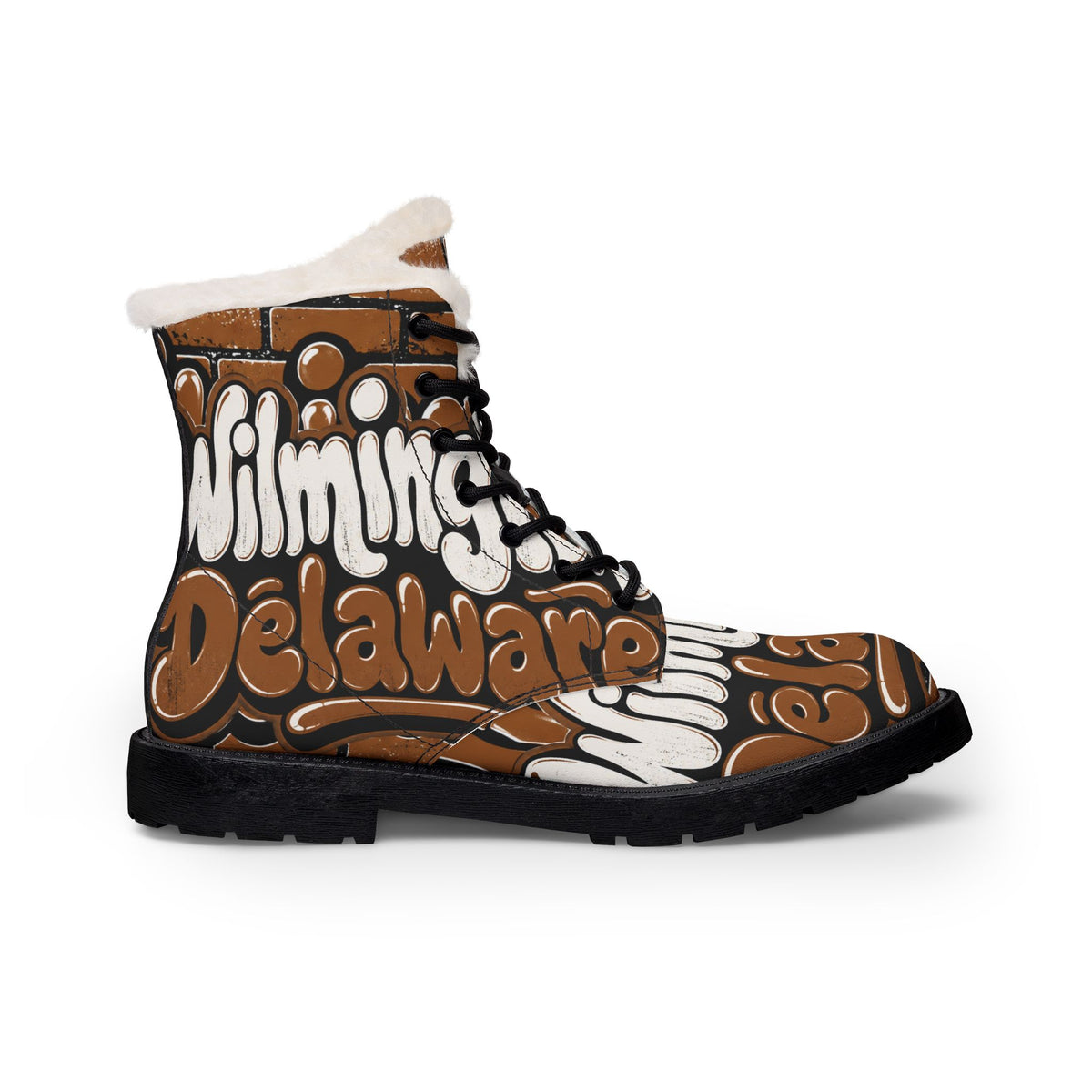 Women’s Fur-Lined Boots – Brown Delaware Street Art Design