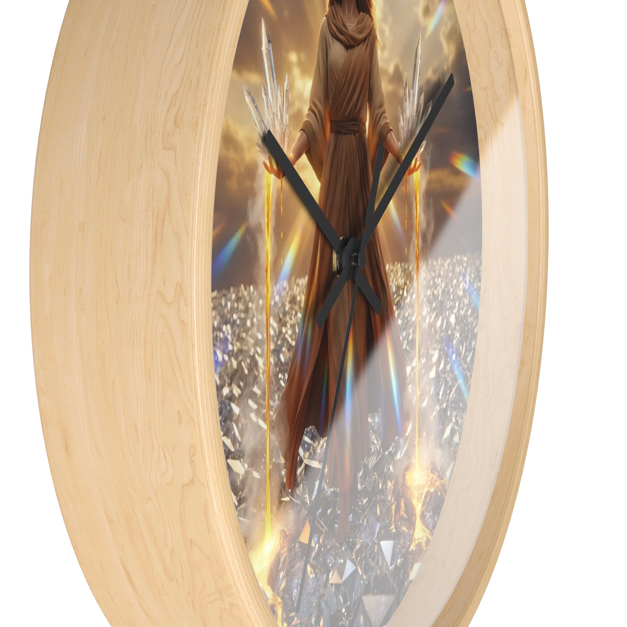 Wall Clock — Radiant Guardian Art Clock with Angelic Figure and Prism Light