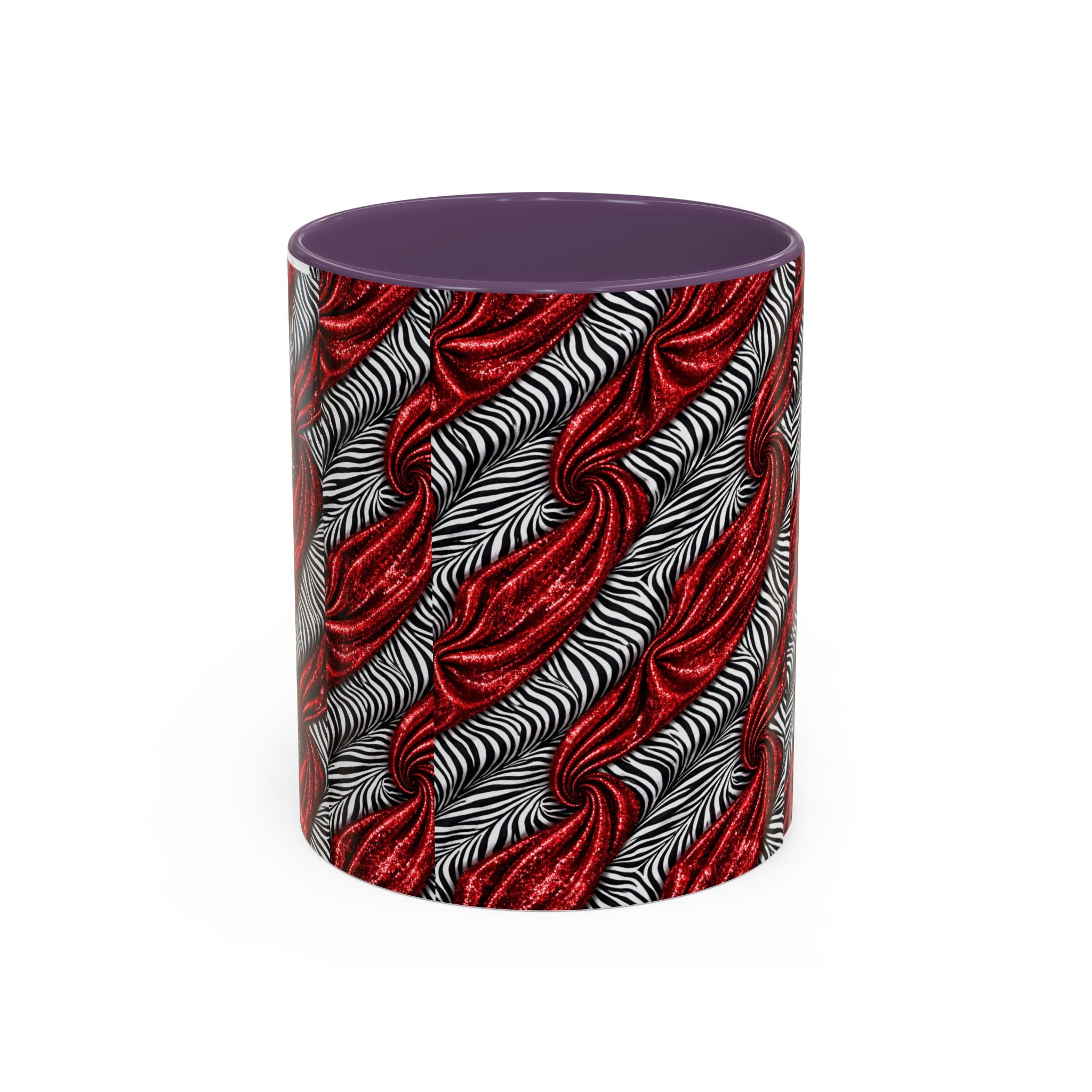 Red & Black Abstract Wave Accent Coffee Mug — Bold Patterned 11/15oz Ceramic