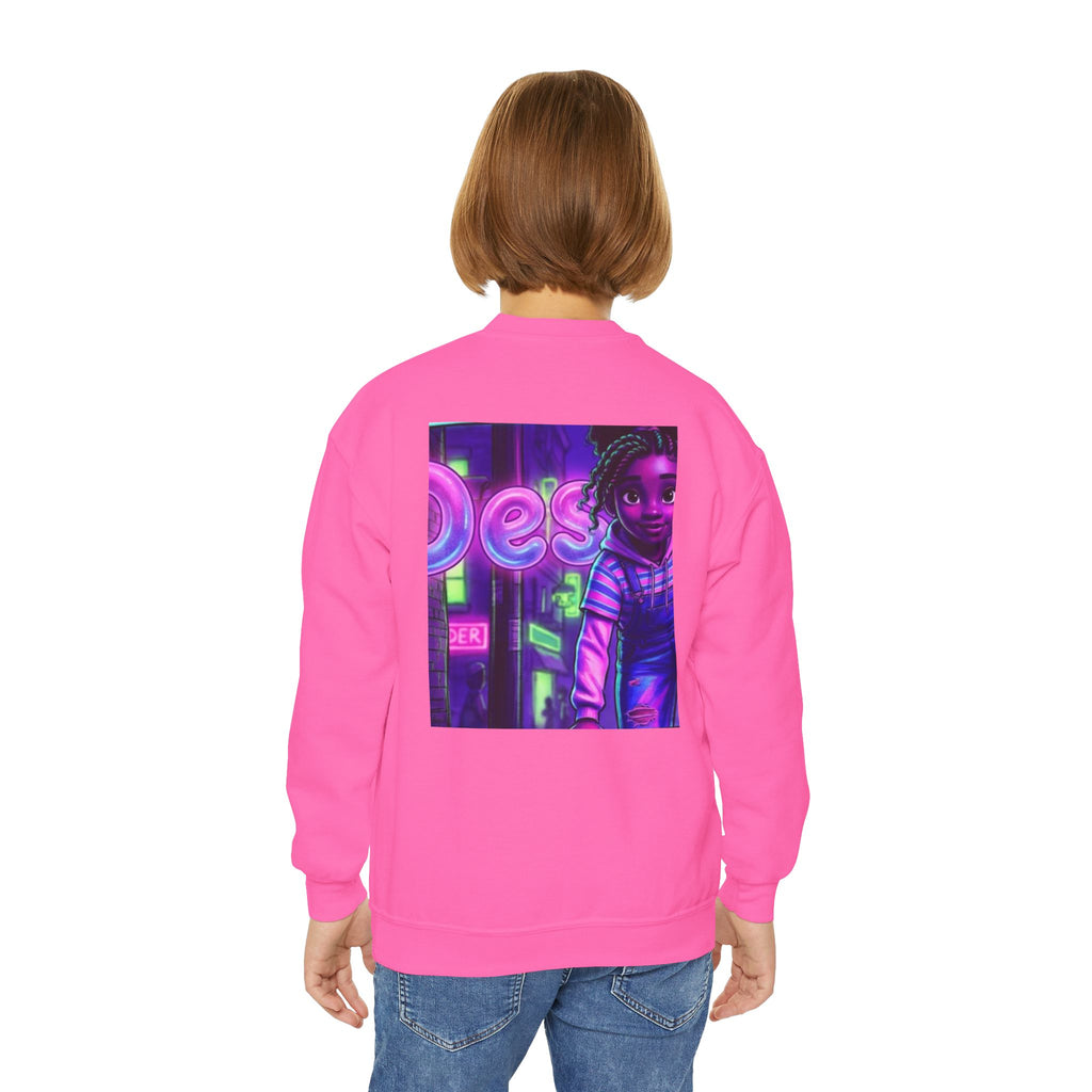 Youth “Destiny” Retro Neon Graphic Crewneck Sweatshirt