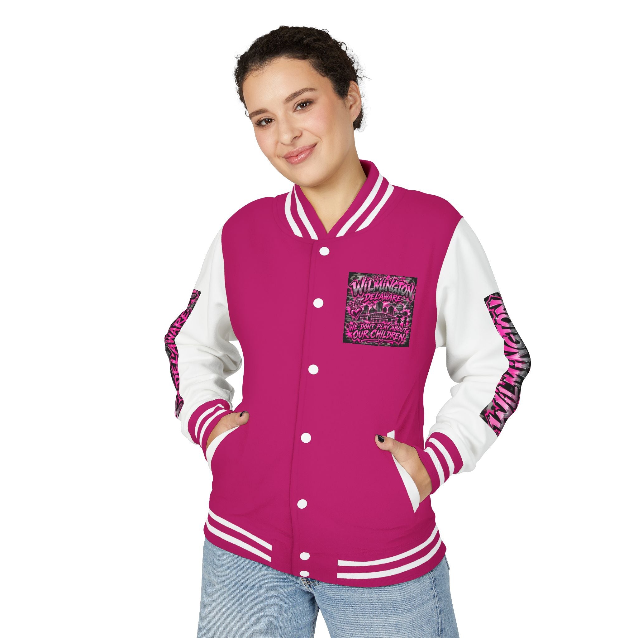 Wilmington Delaware Letterman Jacket — 'We Don't Play About Our Children' Varsity Coat