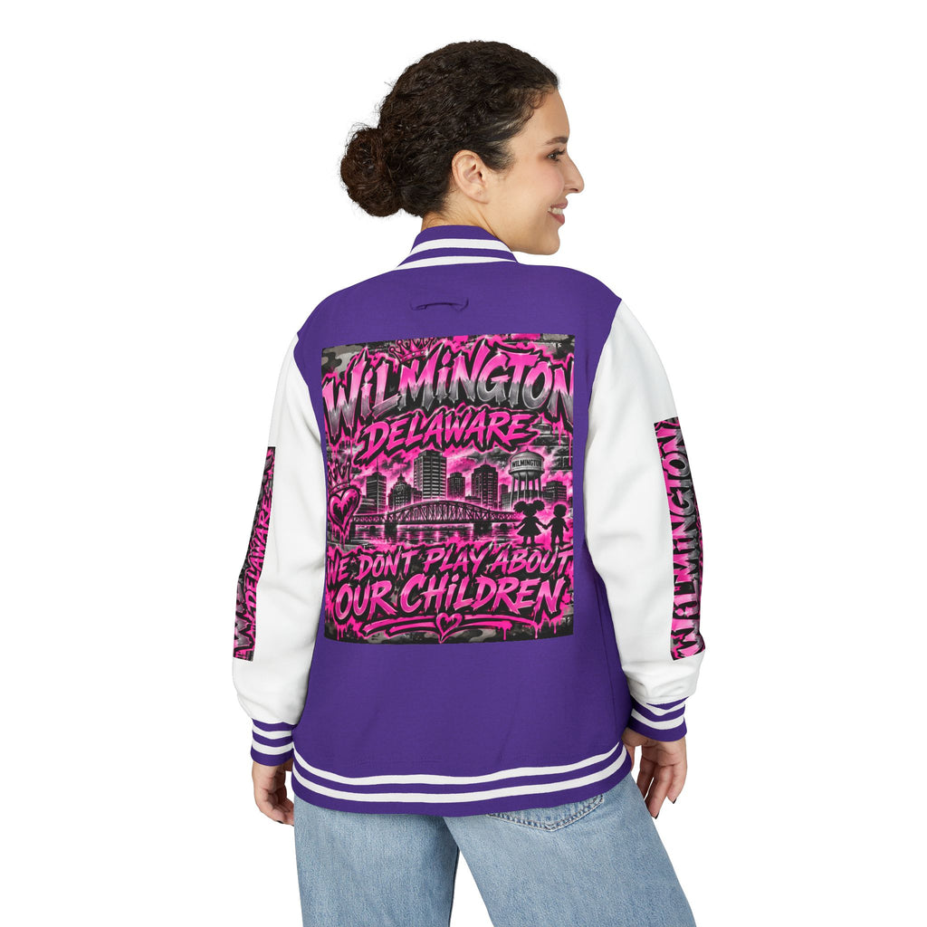 Wilmington Delaware Letterman Jacket — 'We Don't Play About Our Children' Varsity Coat