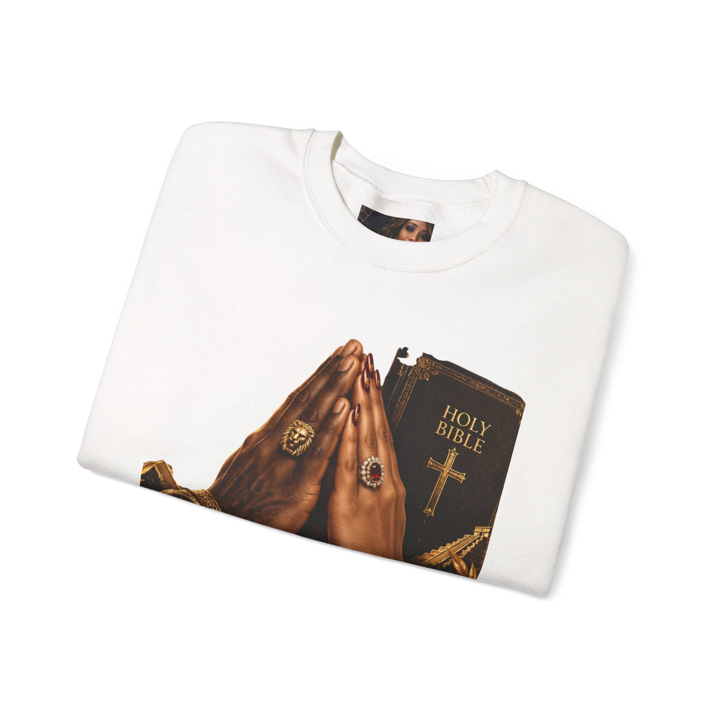 Holy Bible Praying Hands Religious Crewneck Sweatshirt